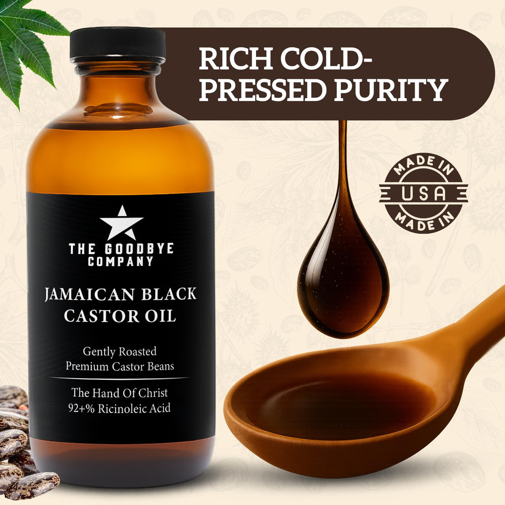 The Goodbye Company label close-up shows organic purity and quality