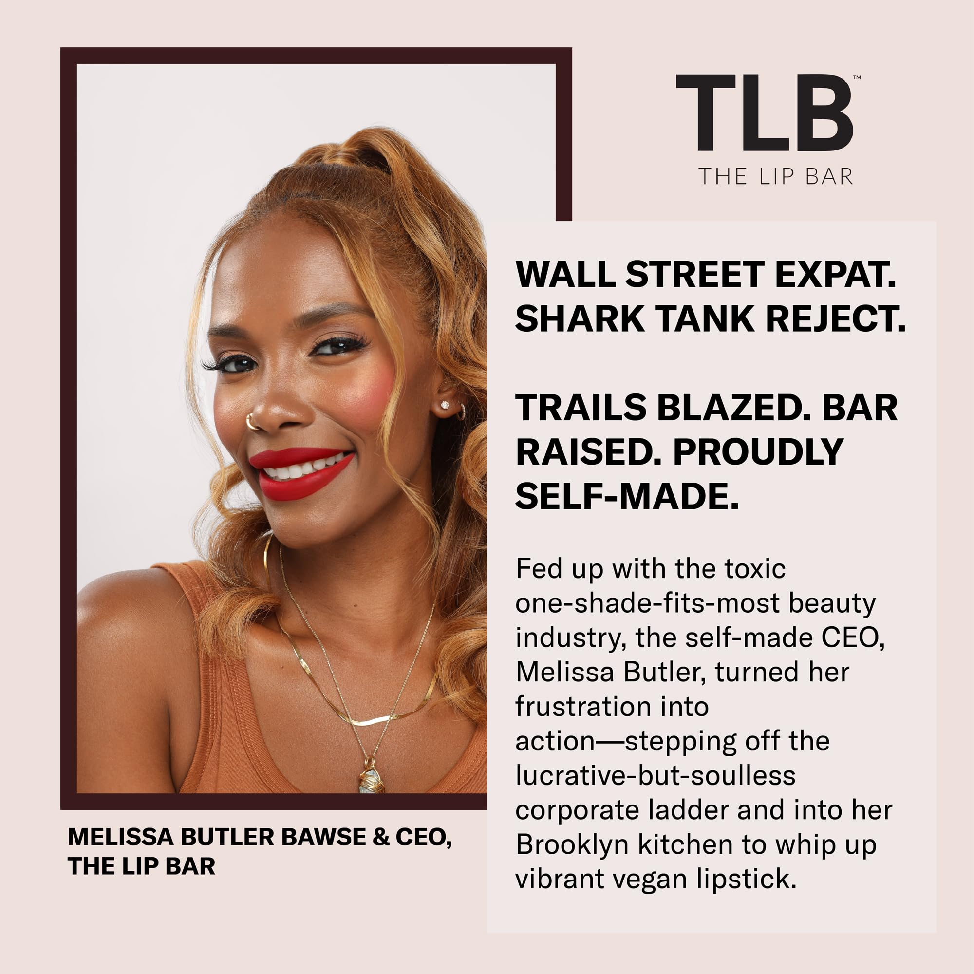 The Lip Bar packaging close-up shows compact vegan lipstick duo.