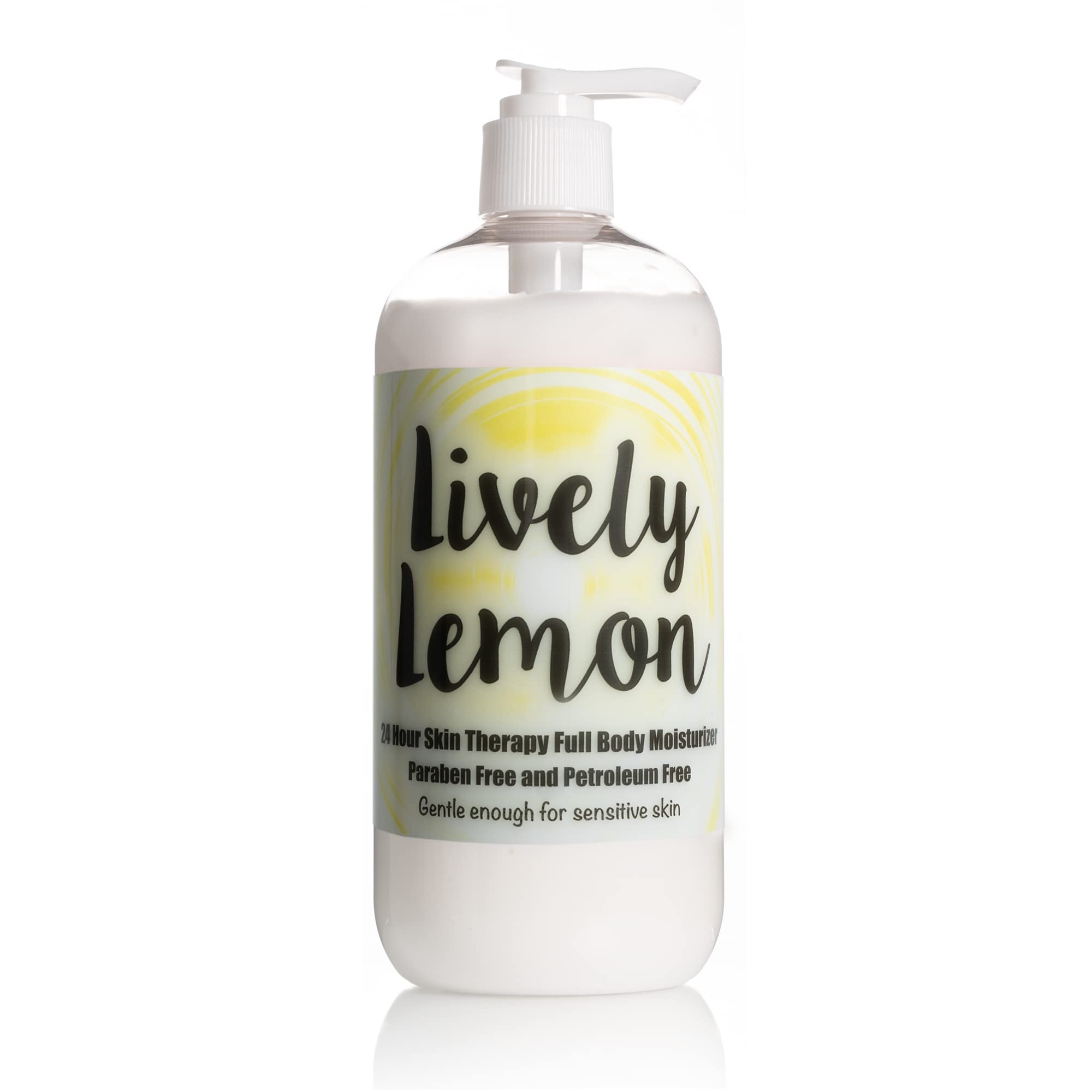 The Lotion Company Lively Lemon bottle front showcases a refreshing, citrusy scent and lightweight hydration.