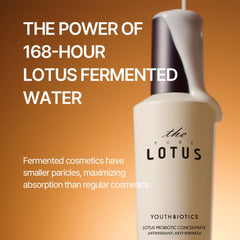 THE LOTUS PURE JEJU ISLAND Lotus Concentrate bottle closeup—luxury glass bottle adds a spa-like premium feel.