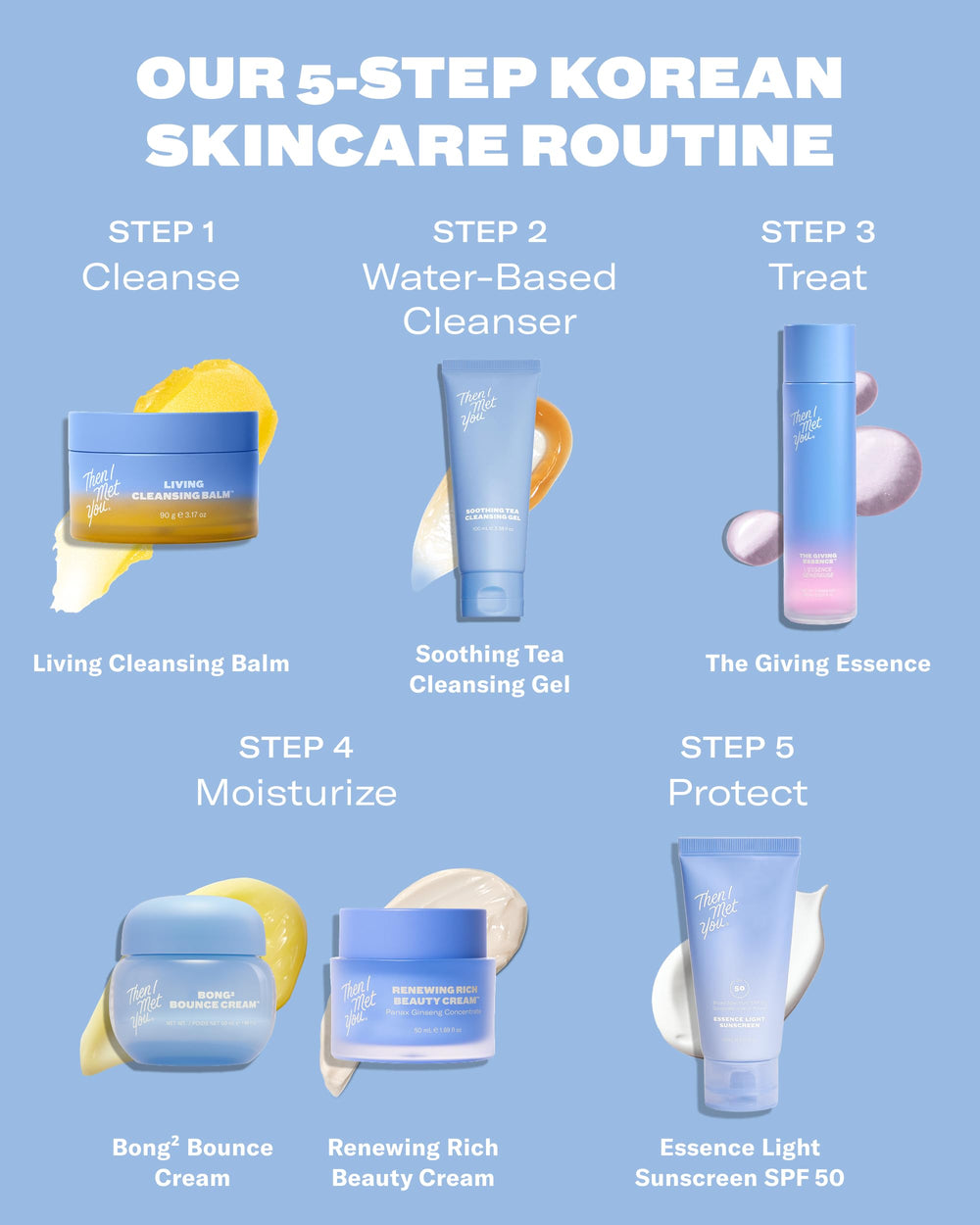 Then I Met You Soothing Tea Cleansing Gel travel-size bottle in a toiletry bag