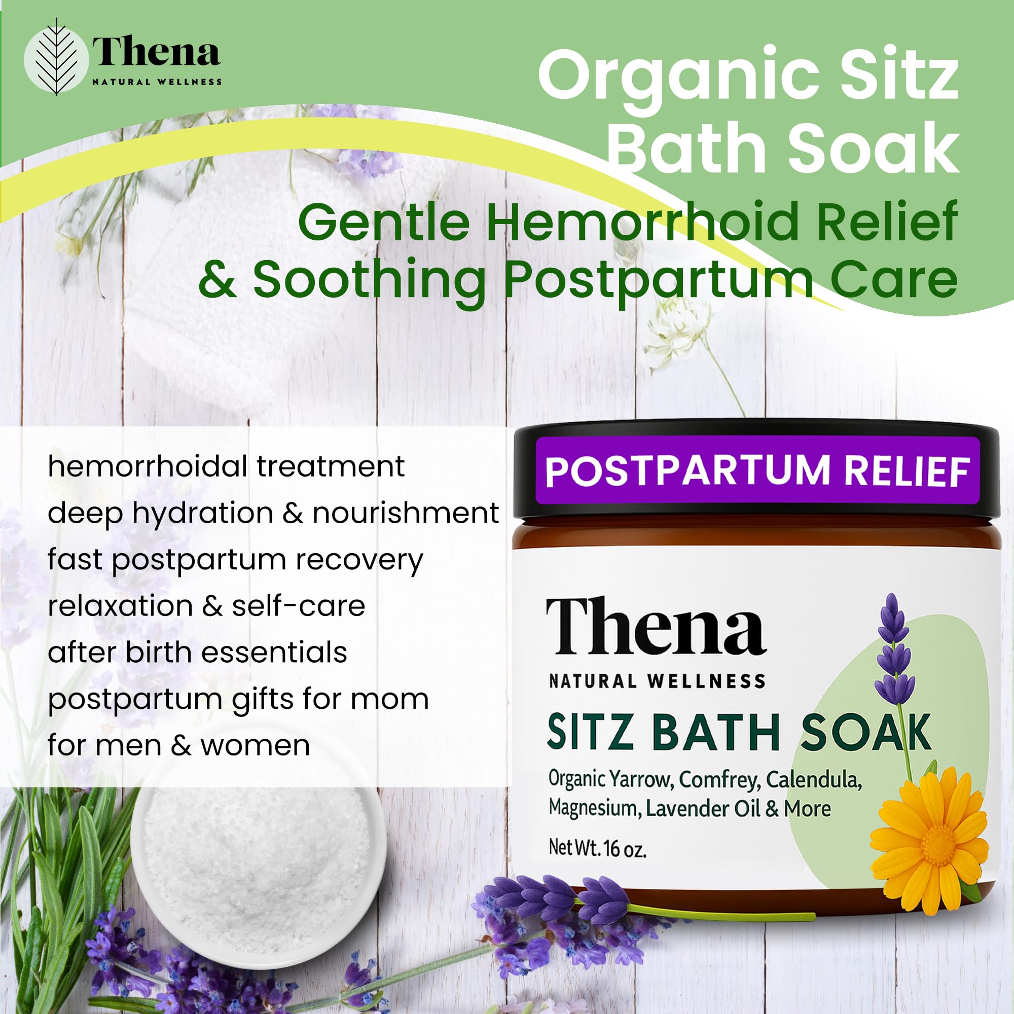 THENA Natural Wellness calendula comfrey yarrow botanicals for gentle recovery