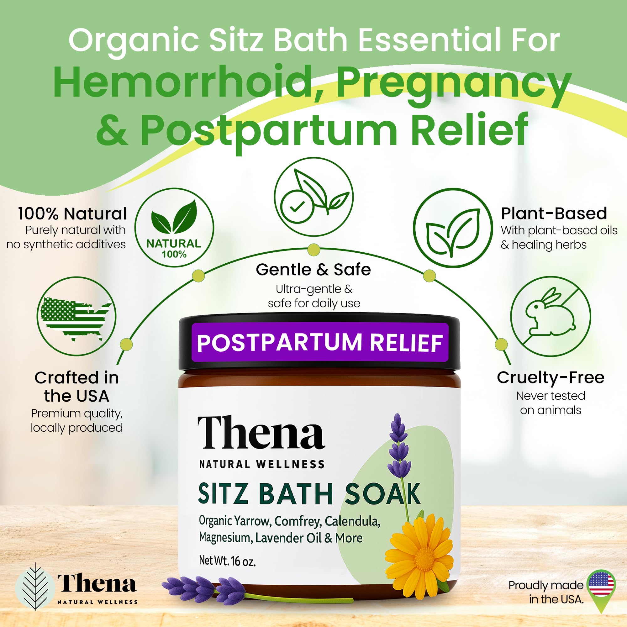 THENA Natural Wellness lavender epsom salt dissolving in warm water for a soak