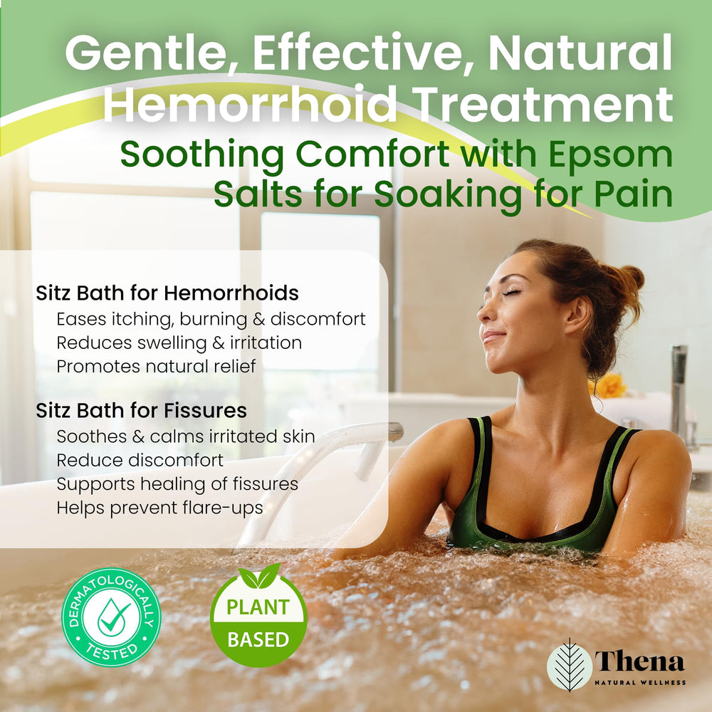 THENA Natural Wellness mom using sitz bath during toilet routine for comfort