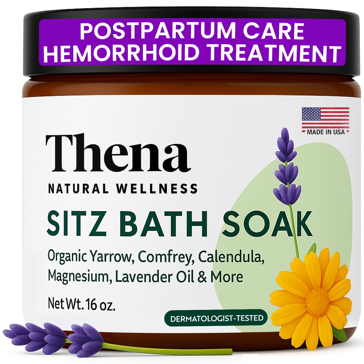 THENA Natural Wellness Sitz Bath packaging for easy postpartum care
