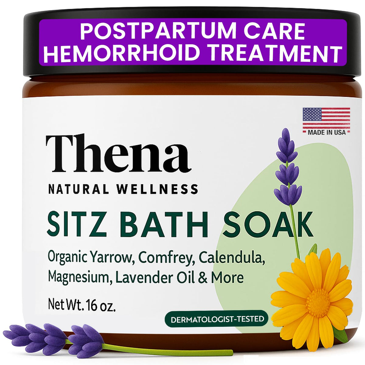 THENA Natural Wellness Sitz Bath packaging for easy postpartum care