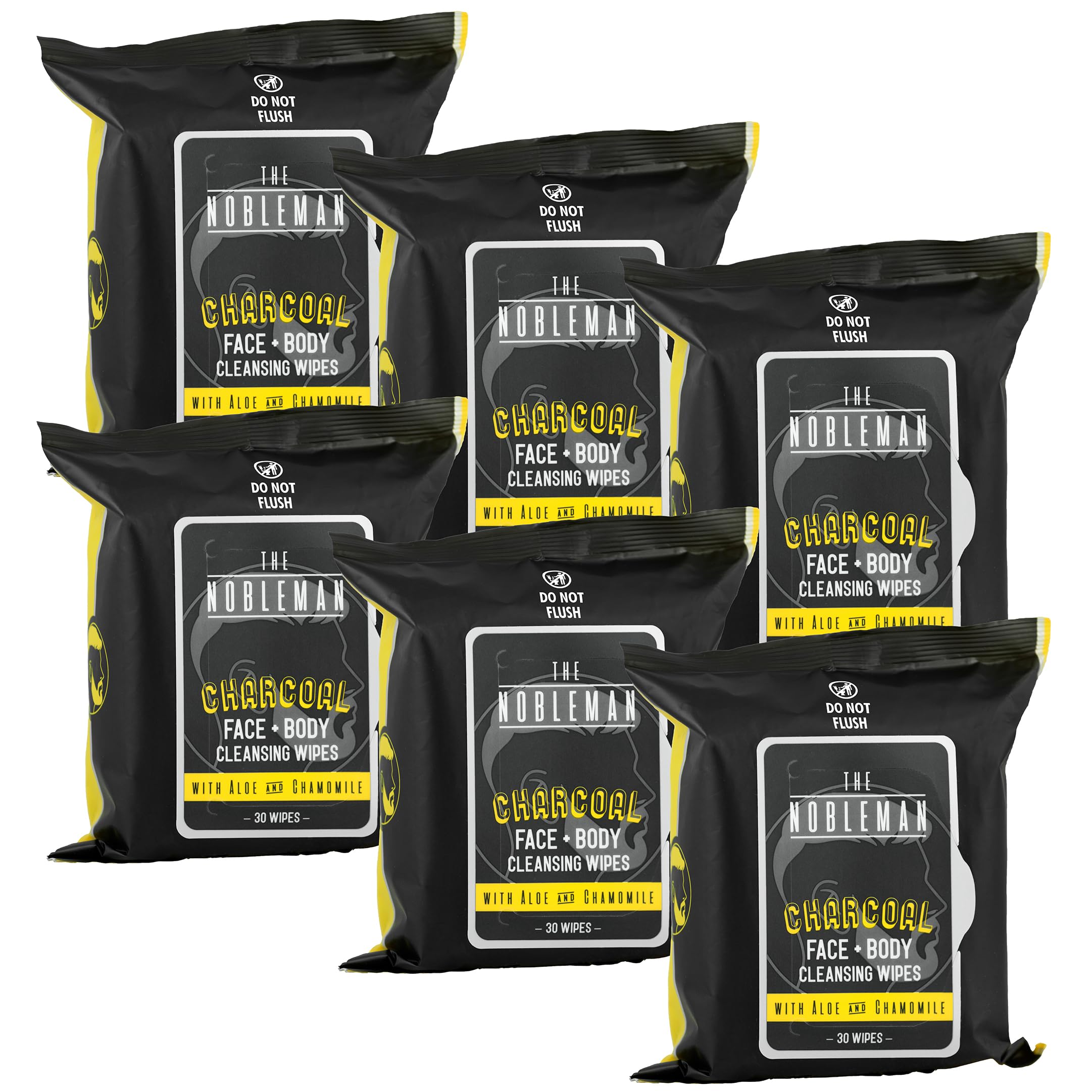 The Nobleman cleansing wipes 6-pack box for on-the-go freshness.