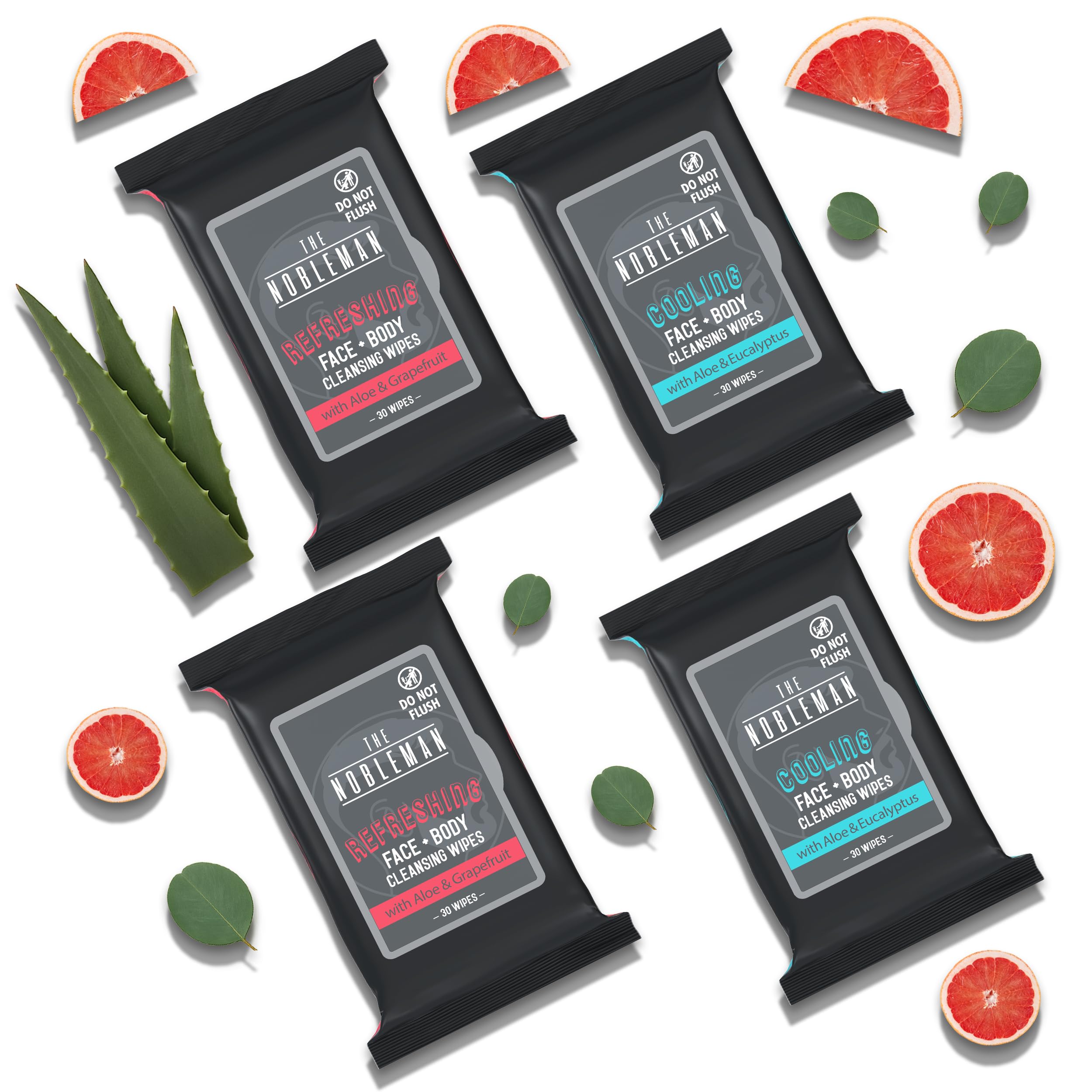 The Nobleman aloe-grapefruit pack image demonstrates on-the-go freshness for face and body.