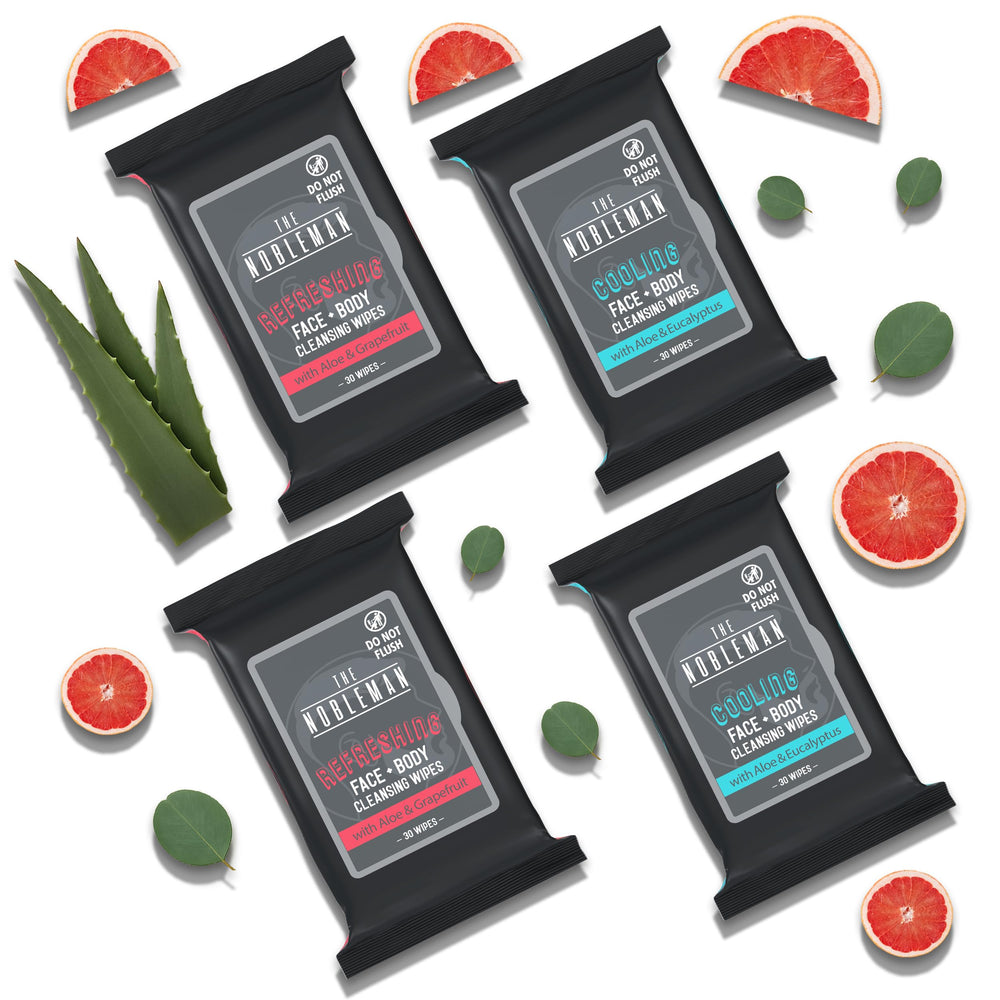 The Nobleman aloe-grapefruit pack image demonstrates on-the-go freshness for face and body.