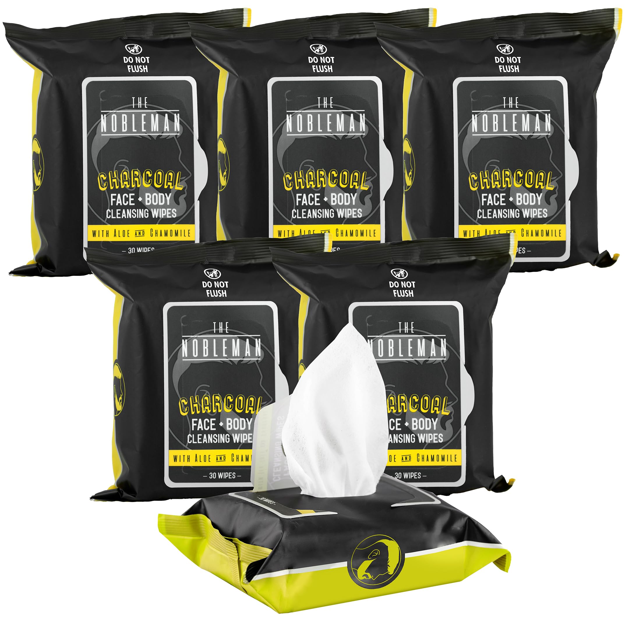 Single-use foil-pack Nobleman wipe for quick cleanups on the go.