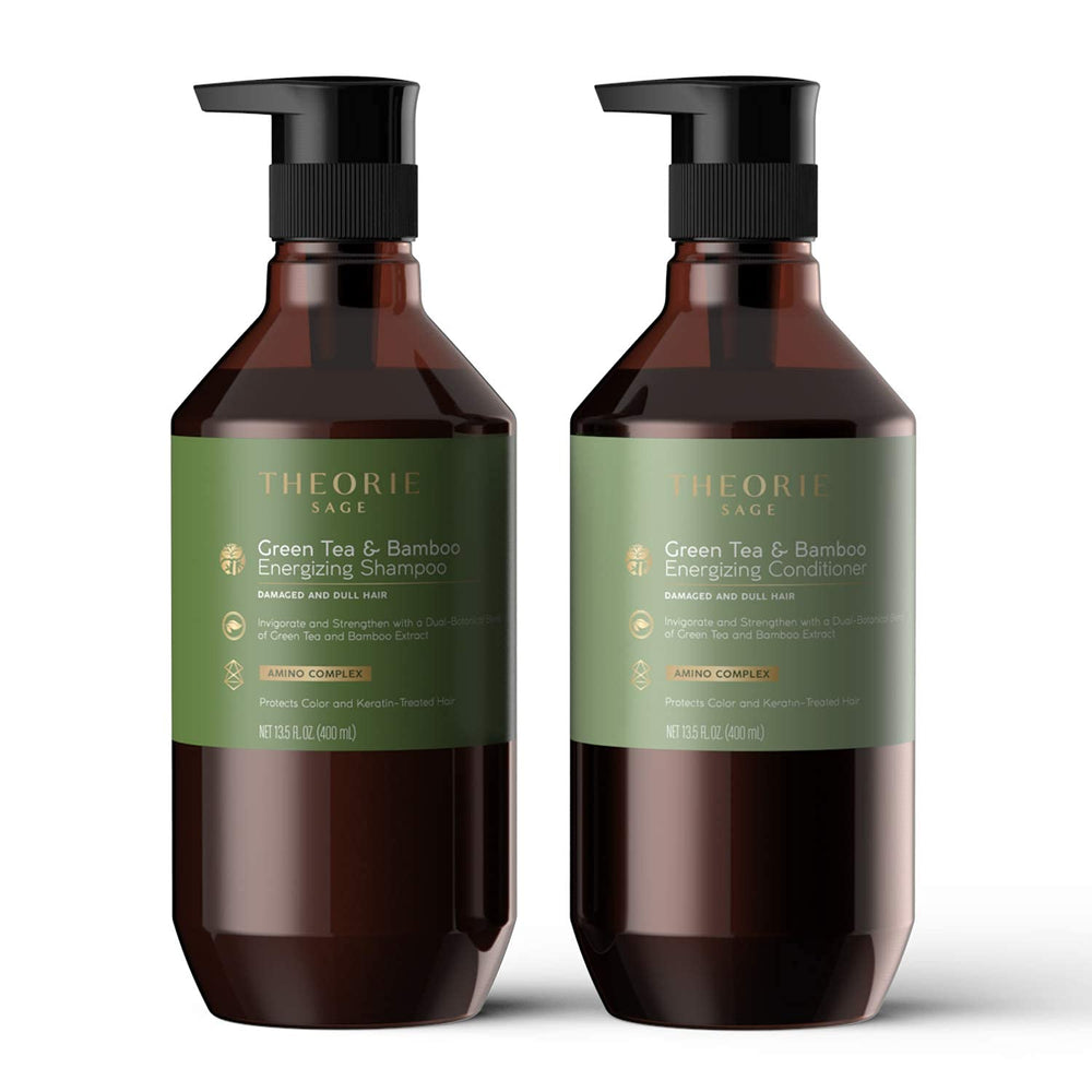 Wet hair after applying Theorie conditioner, appearing shinier and more manageable.