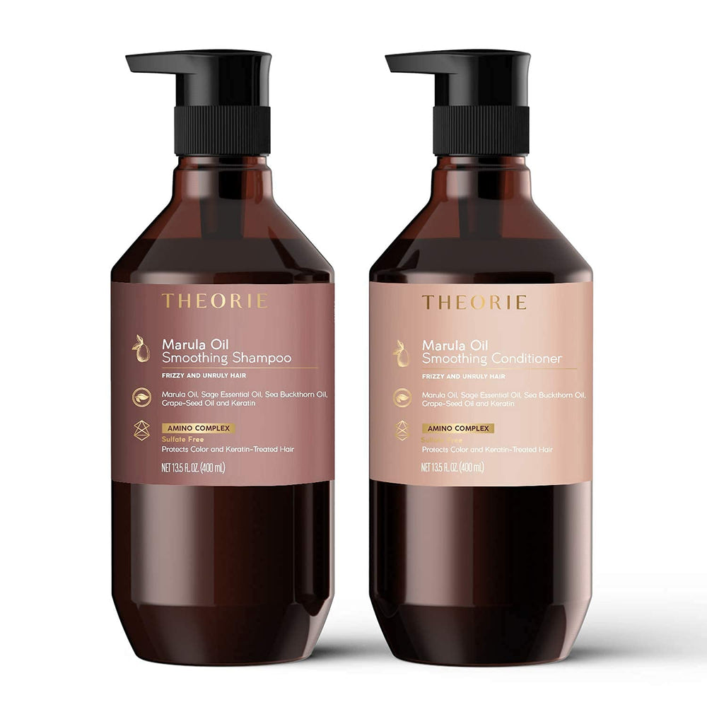 Sleek, hydrated hair after using Theorie Marula Oil conditioner
