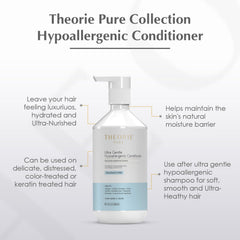 Argan and Marula oils highlighted as nourishing botanicals in Theorie conditioner.