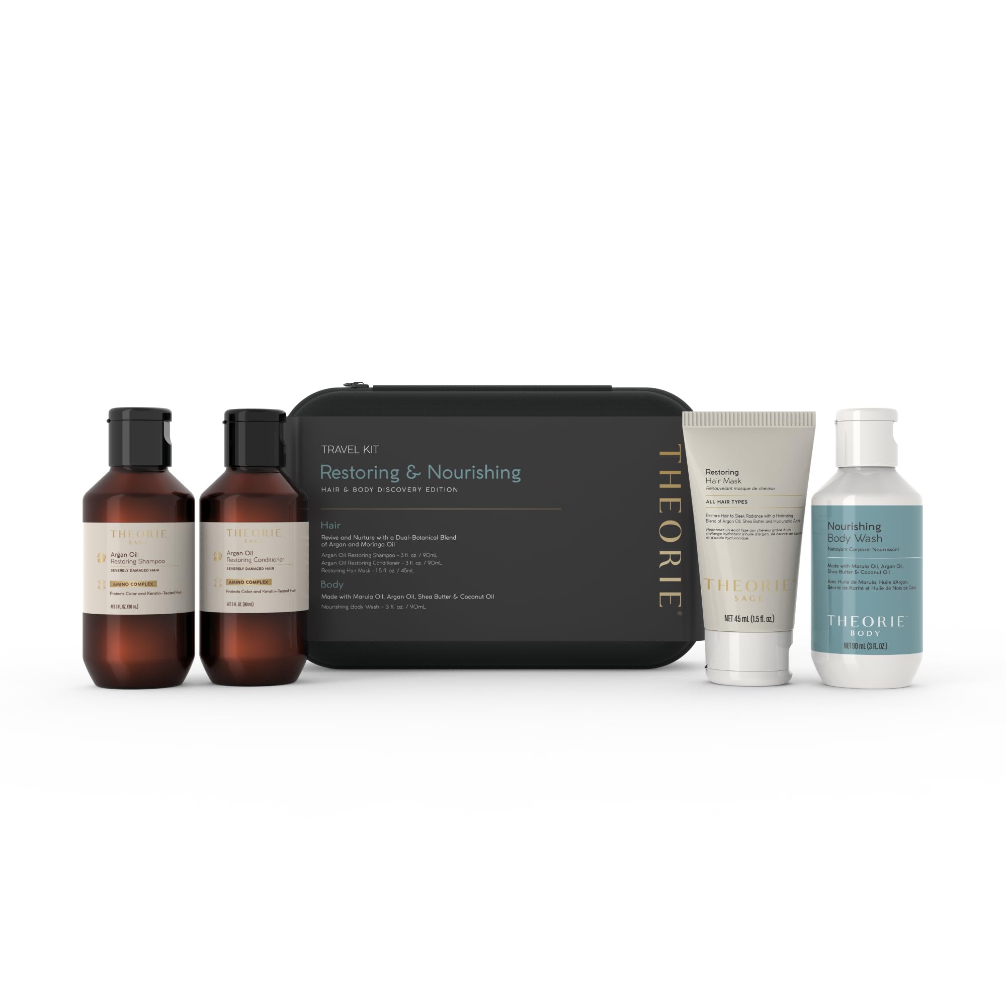 Theorie Restoring and Nourishing Travel Kit on-the-go case ready for travel