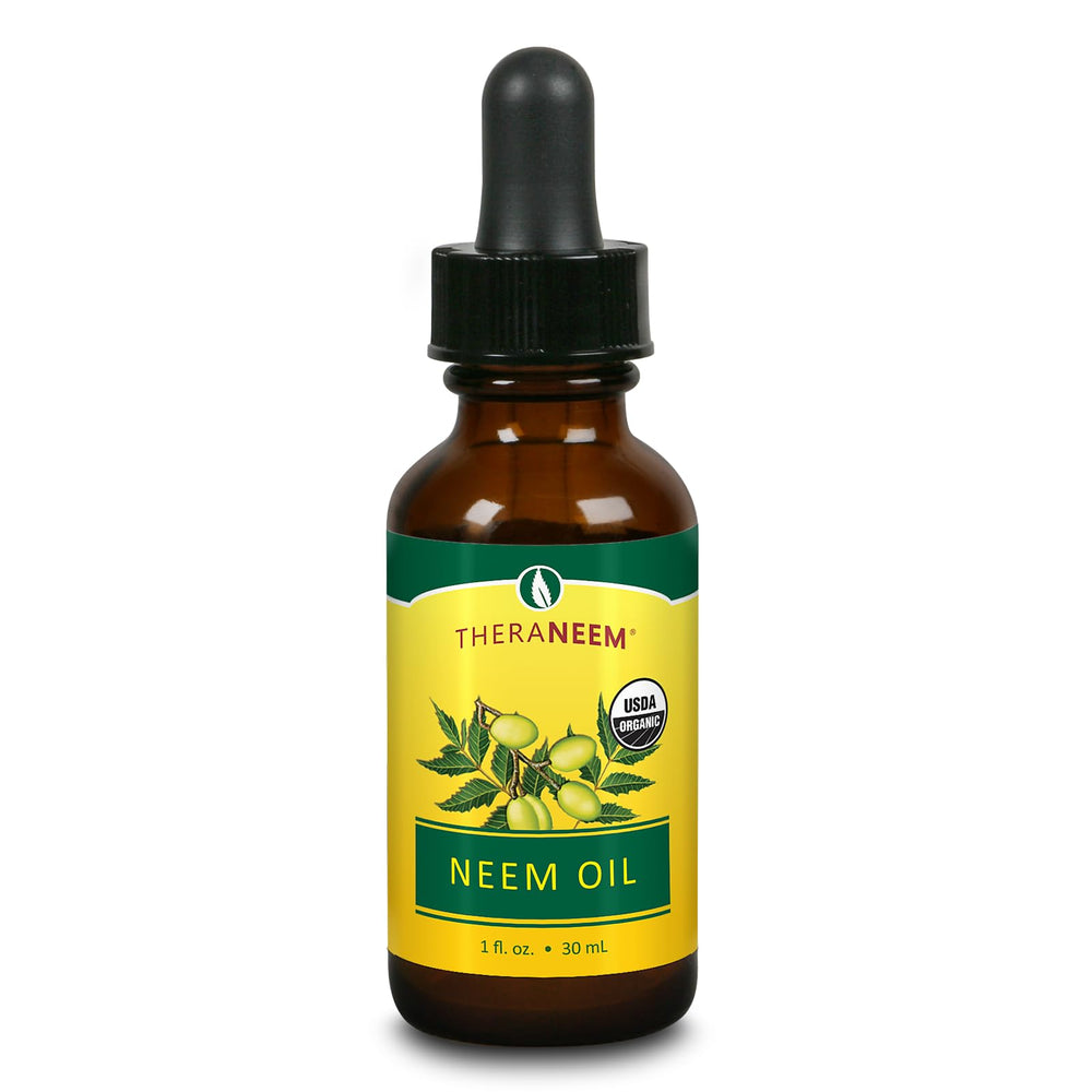 TheraNeem Neem Oil bottle for skin hydration and hair nourishment