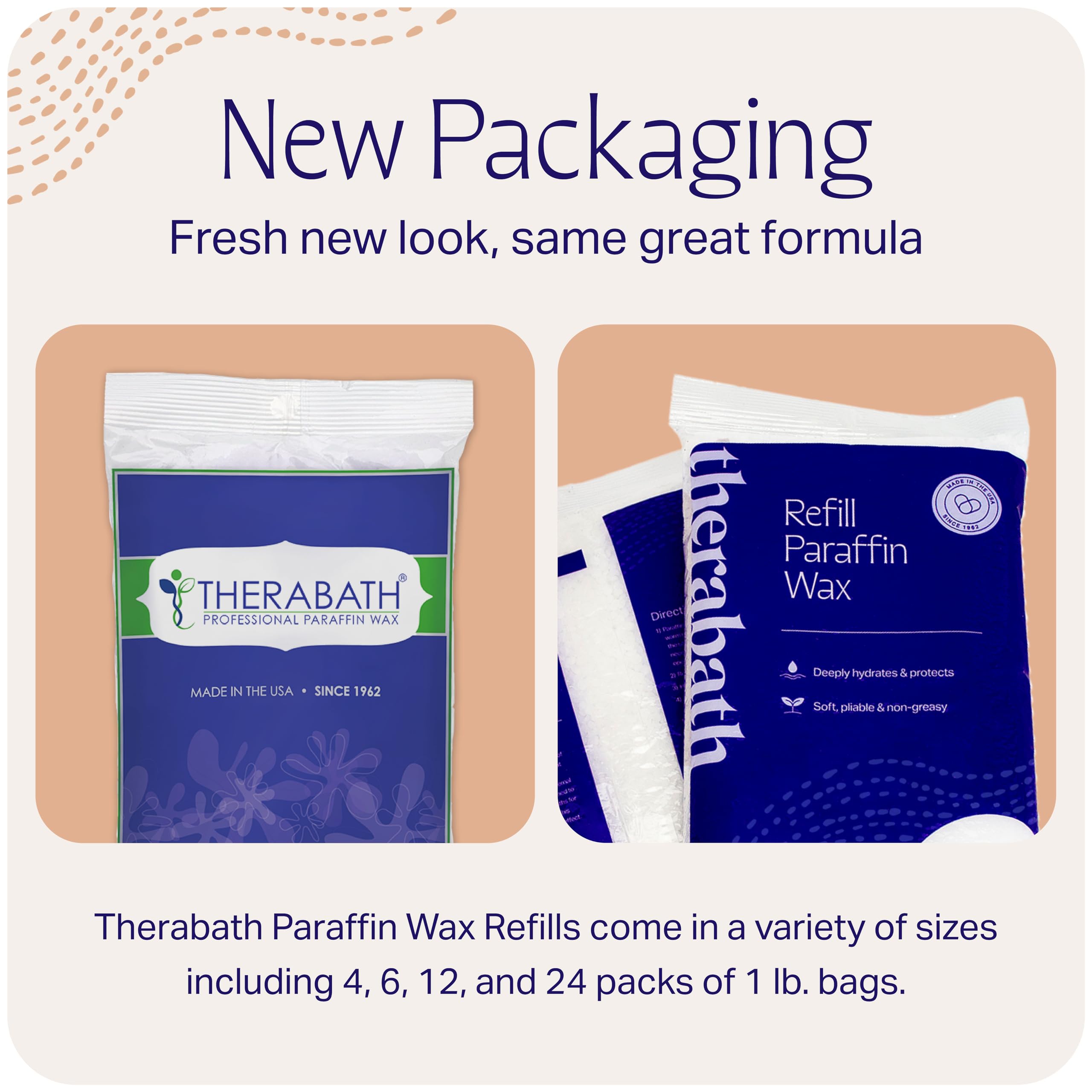 Therabath blended thermotherapy wax includes essential oils for skin moisture.