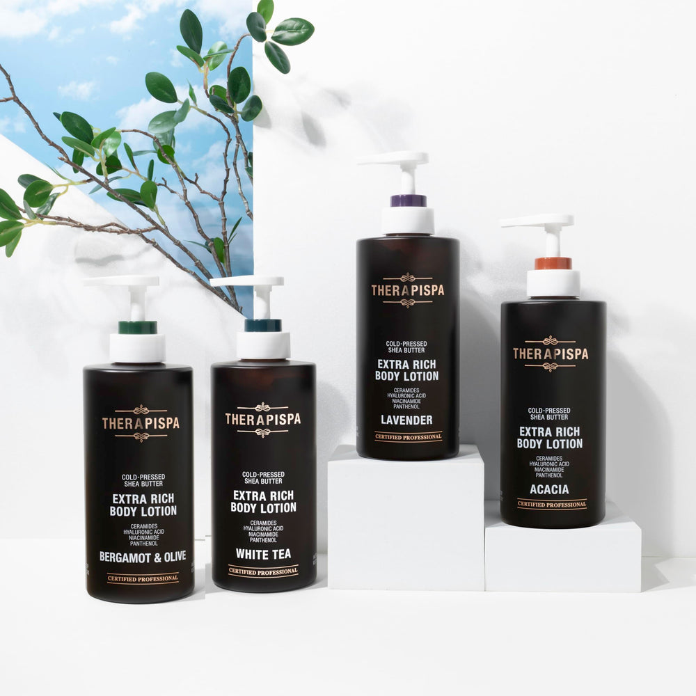 THERAPISPA lotion on skin shows even coverage and glow.
