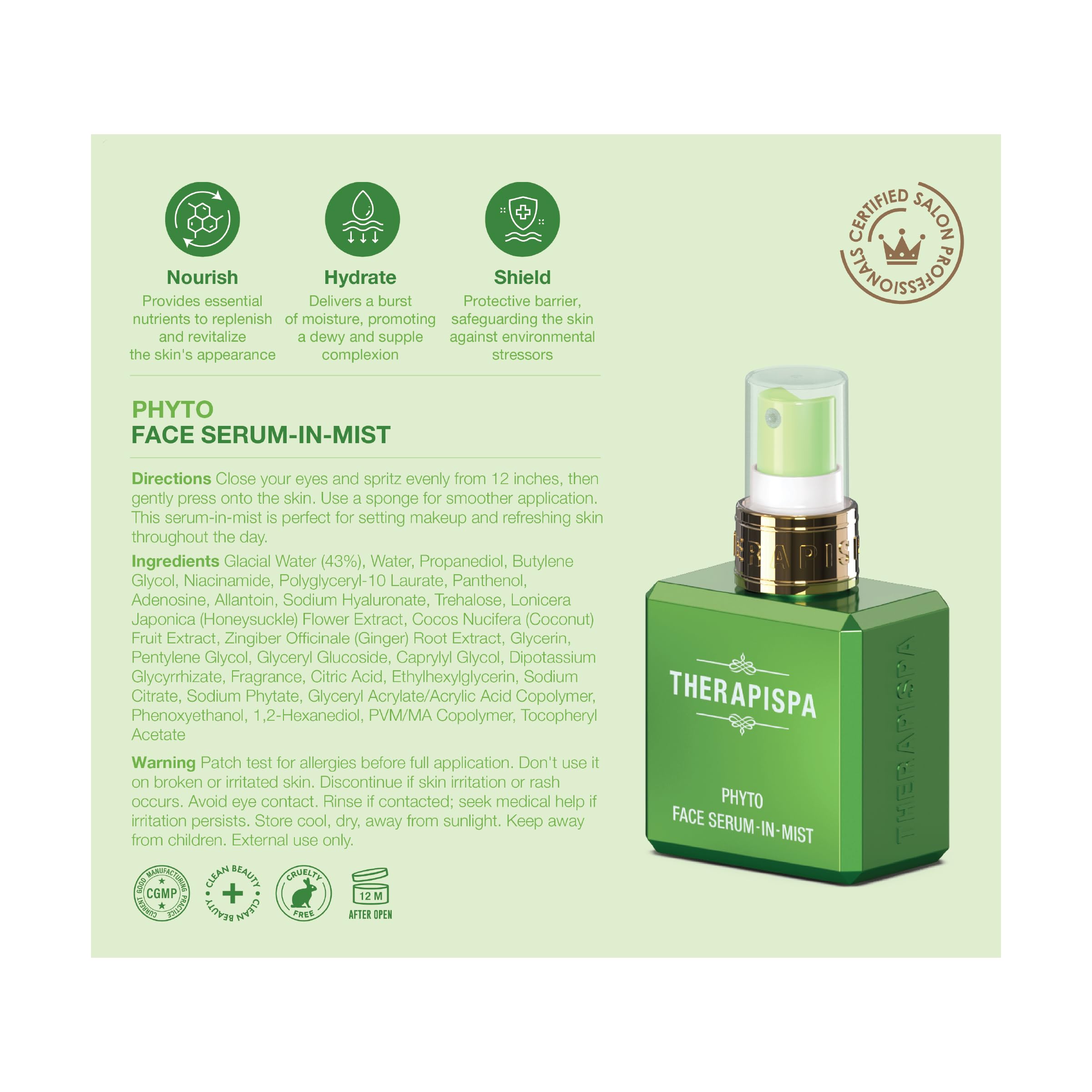 THERAPISPA Face Serum-In-Mist everyday-use spray for toning and refreshing skin.