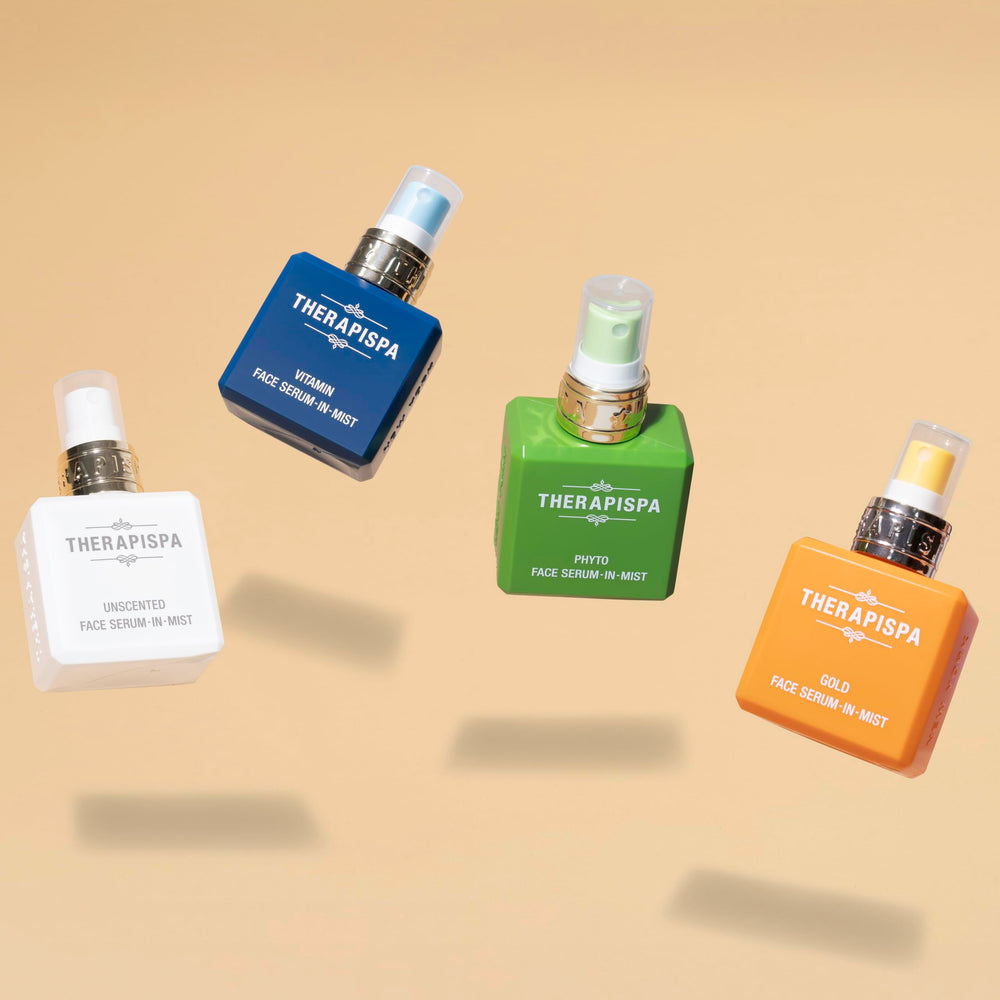 THERAPISPA Face Serum-In-Mist on-skin dewy finish after application.