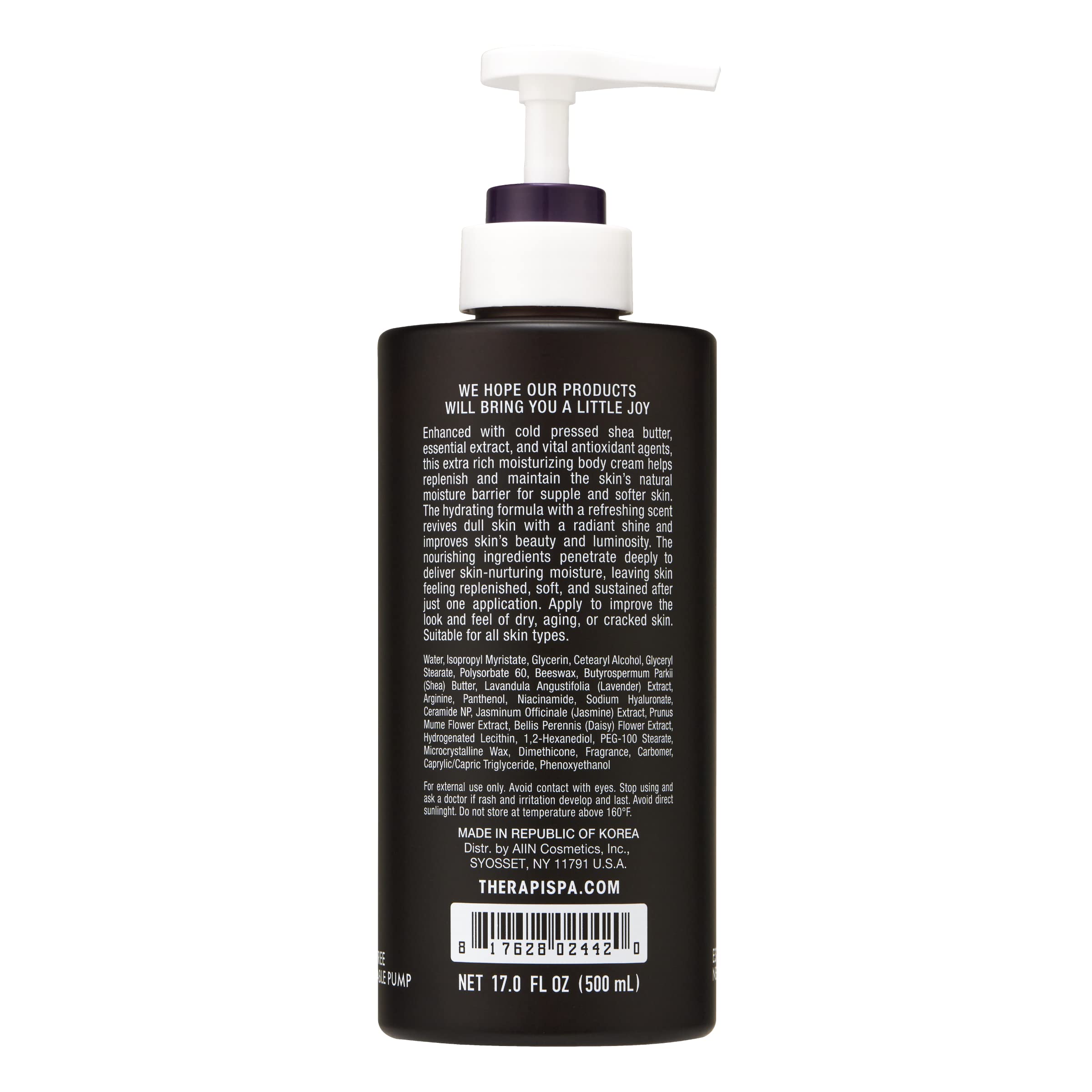 THERAPISPA Label-ingredient-list close-up confirming skin-friendly components.