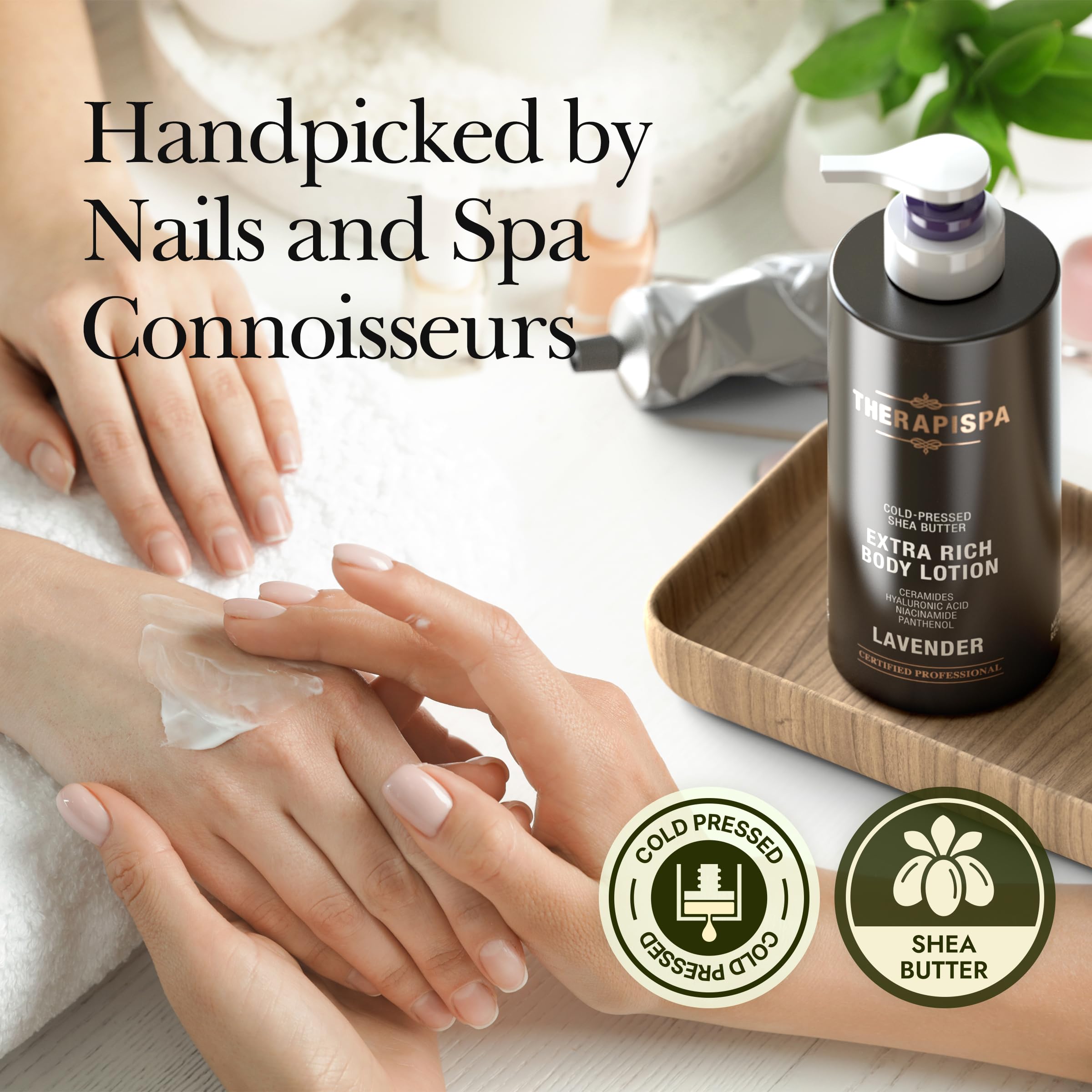 THERAPISPA bergamot-olive bottle enhances fresh scent and lasting moisture.