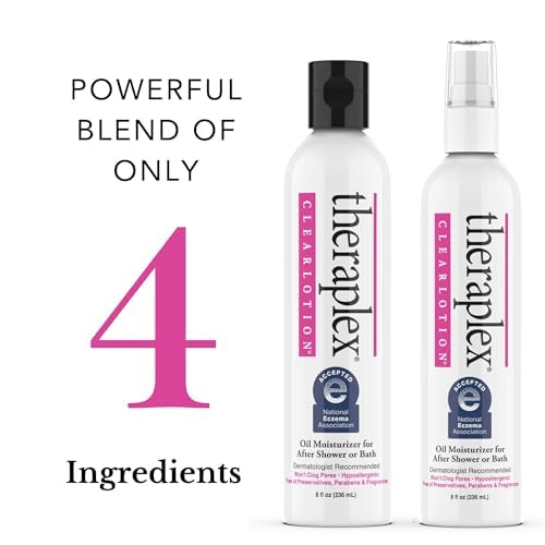 Theraplex Clear Emollient Lotion packaging highlights fragrance-free and paraben-free formula.