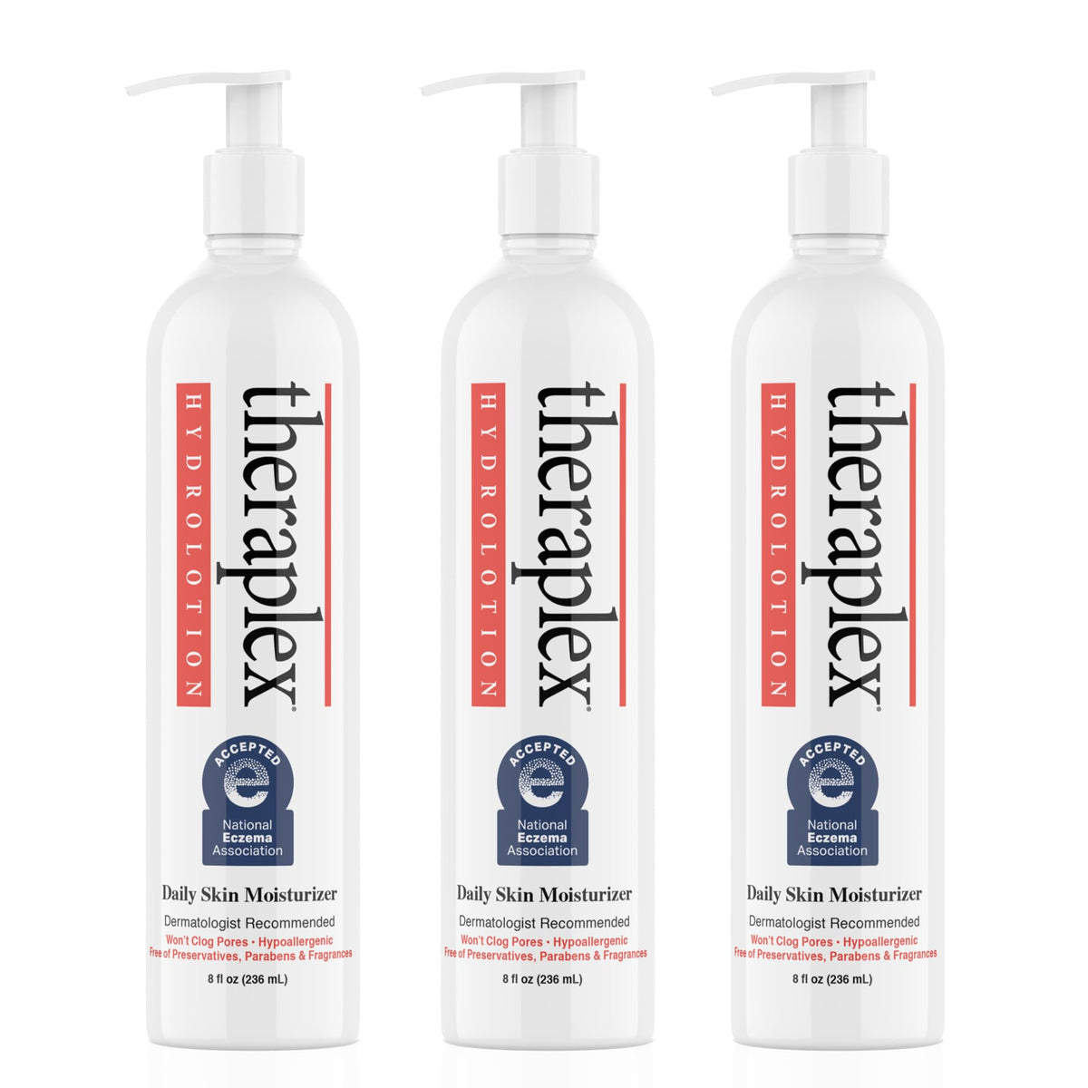 Theraplex Hydrolotion bottle front view for daily moisture and barrier support.