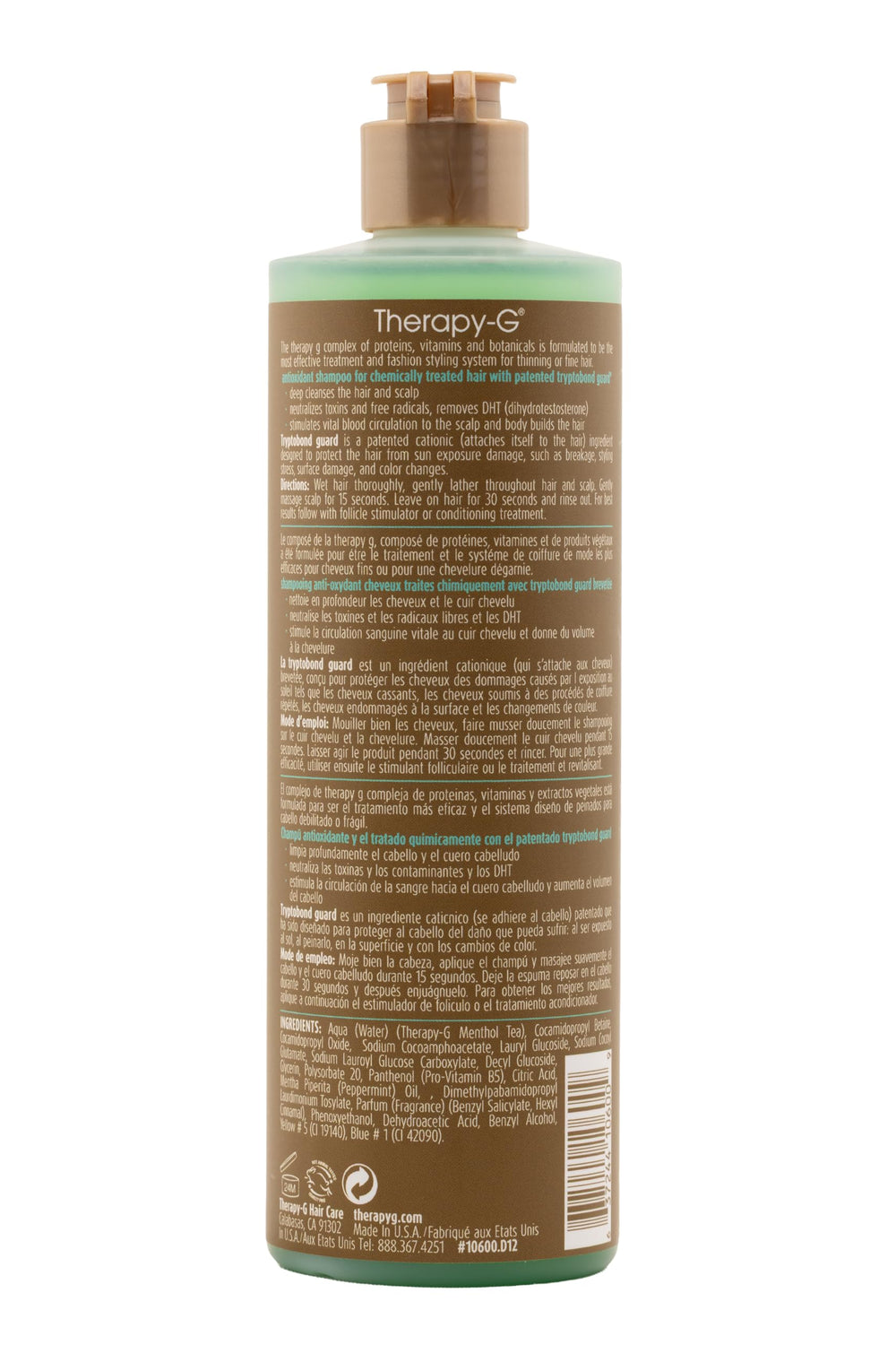 Therapy-G Antioxidant Shampoo packaging box promoting premium care