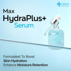 Max HydraPlus+ Serum texture close-up showing fast, non-greasy absorption.