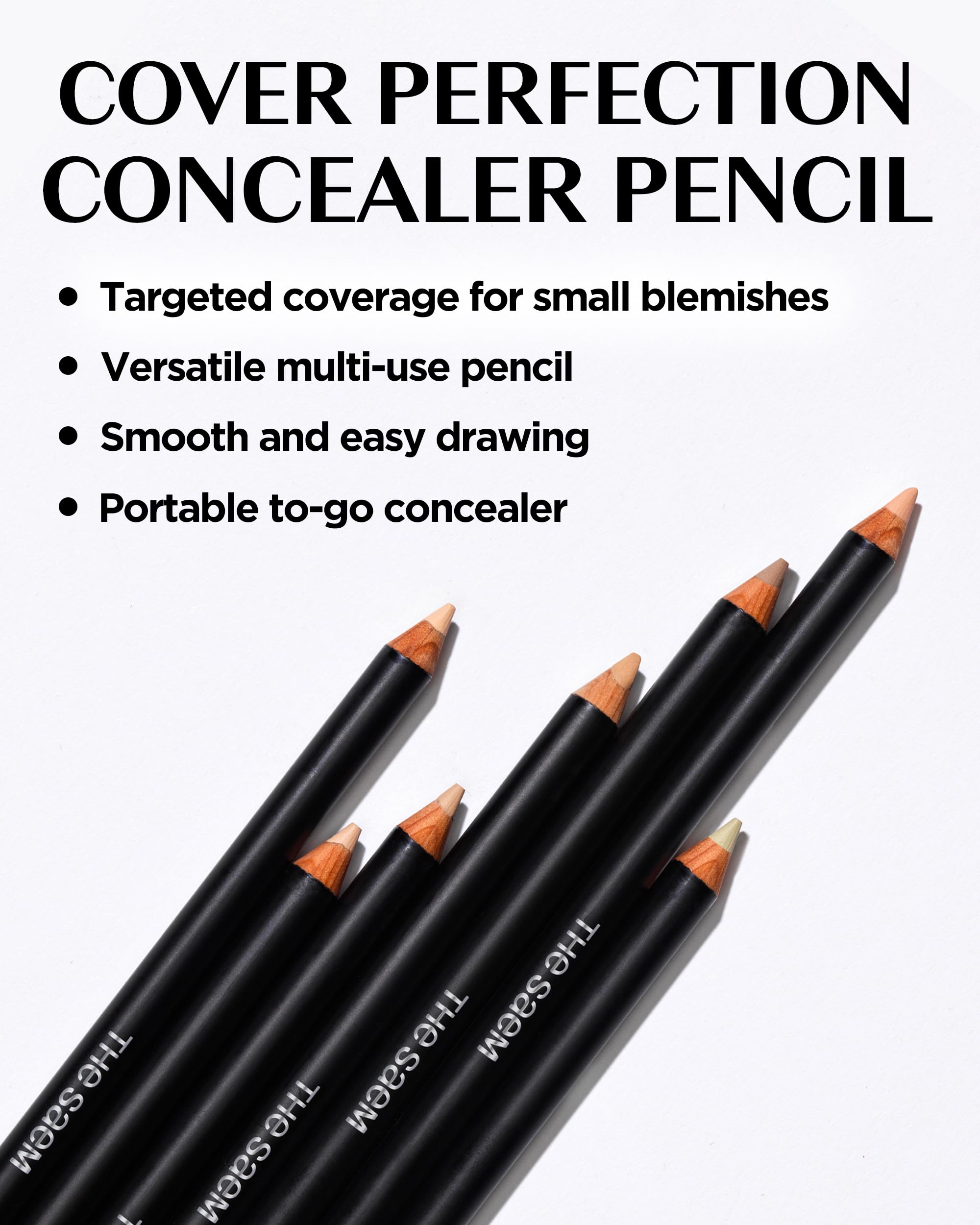 THESAEM concealer pencil swatch shows natural beige shade.
