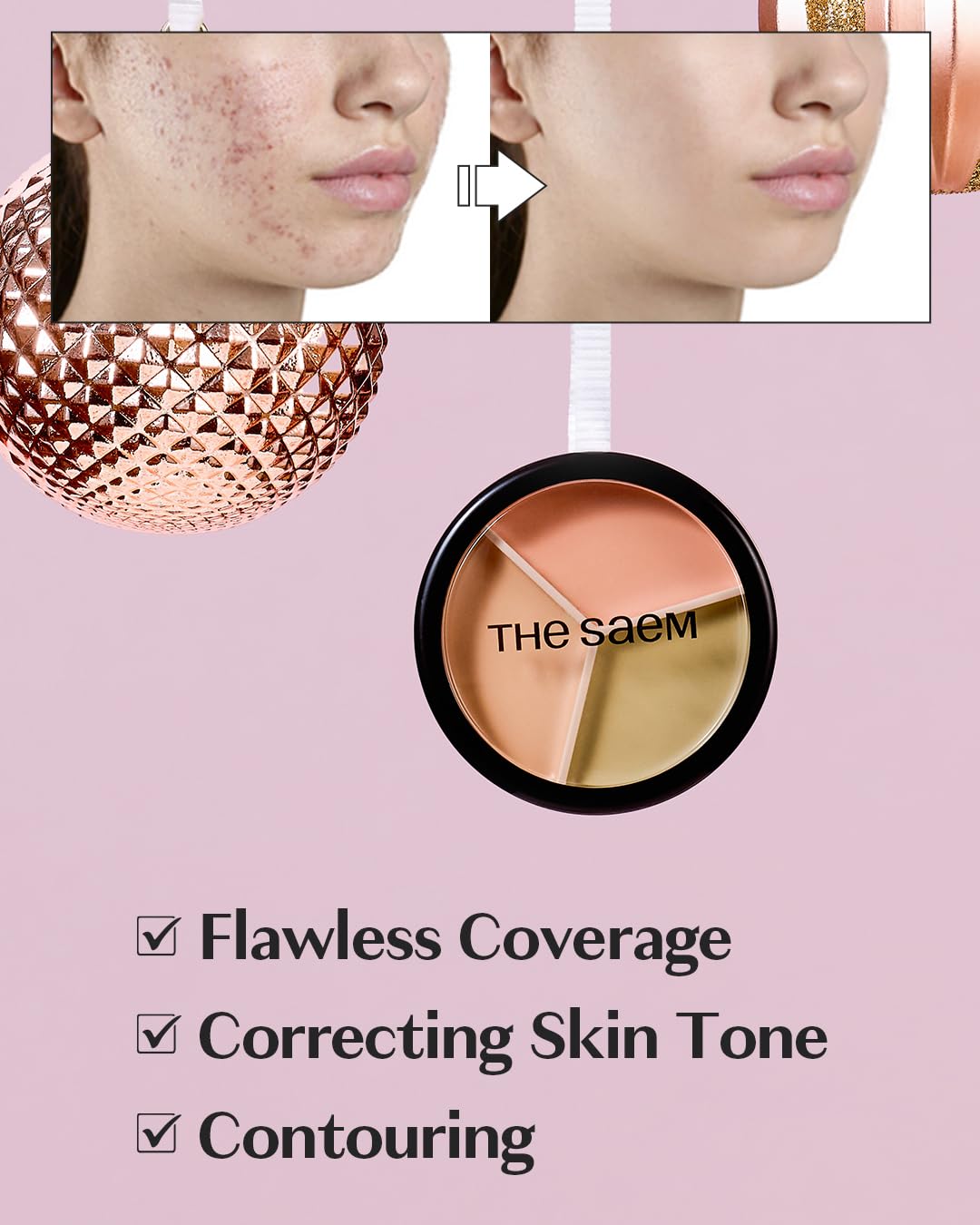 THESAEM Cover Perfection 01 Green swatch neutralizes redness