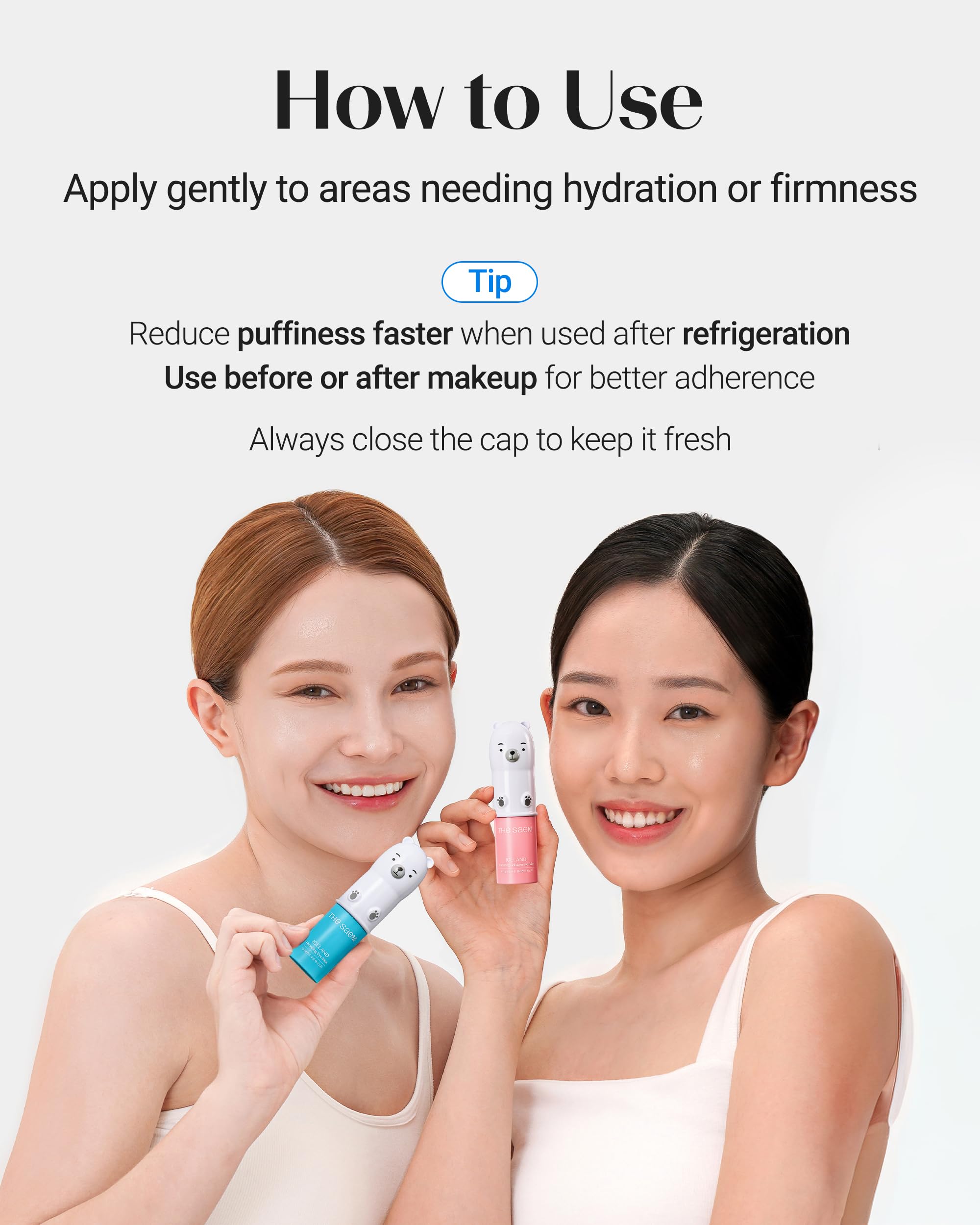 THESAEM Iceland Eye Stick Bundle cap design close-up showing secure, spill-free application