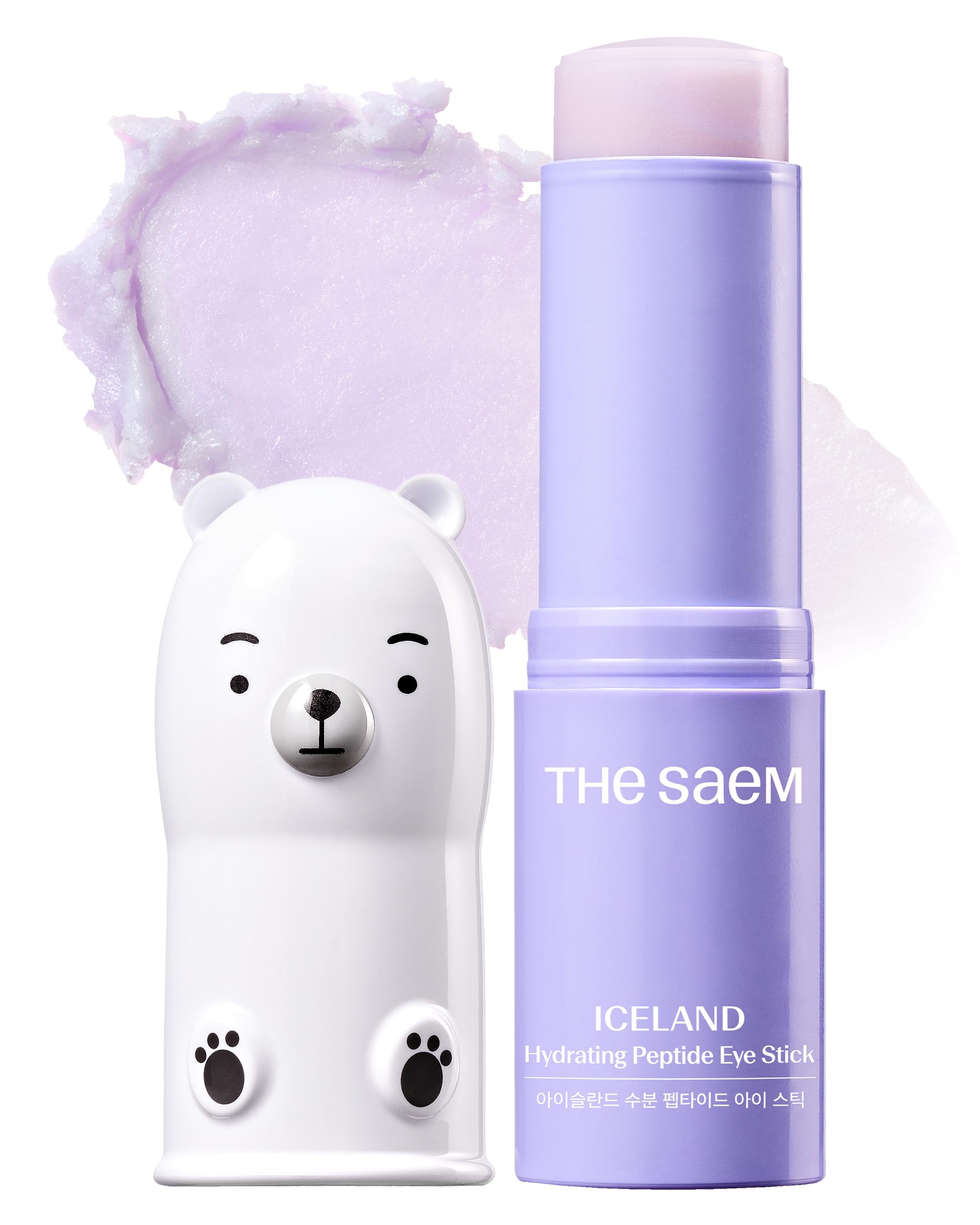 THESAEM Iceland Hydrating Peptide Eye Stick application delivering cooling hydration.