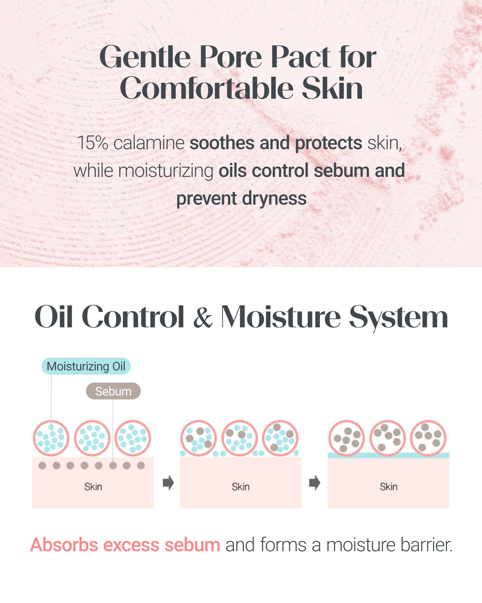 THESAEM Saemmul Perfect Pore Pink Pact calamine close-up emphasizes soothing formula