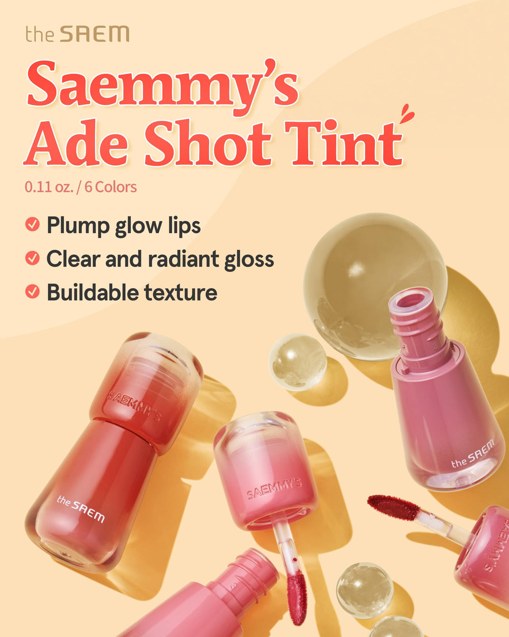 THESAEM Saemmy's Ade Shot Tint 05 Rose Hibiscus swatch adds a luminous rose lift.