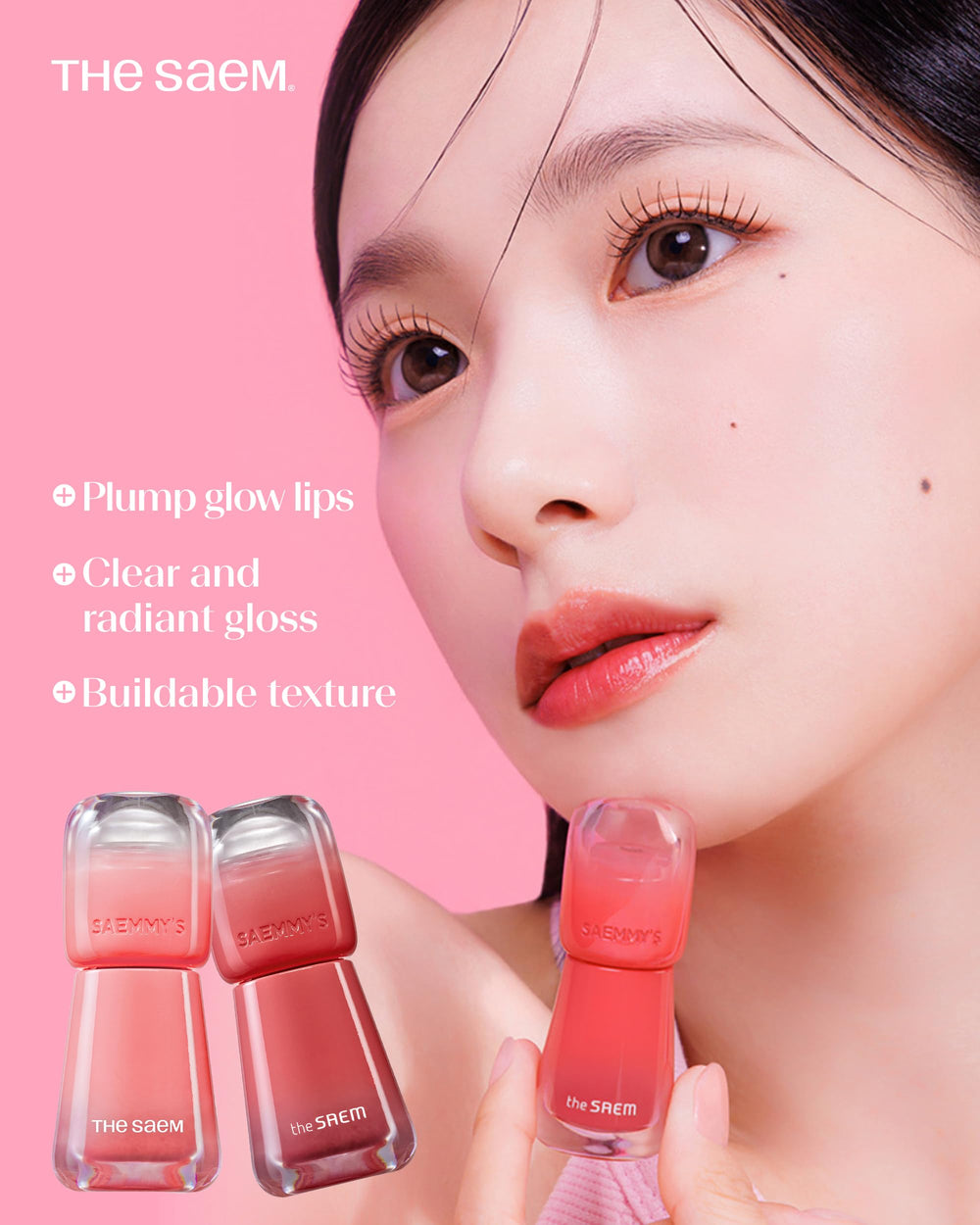 THESAEM Saemmy's Ade Shot Tint Rose Hibiscus buildable color layers smoothly for customizable intensity.
