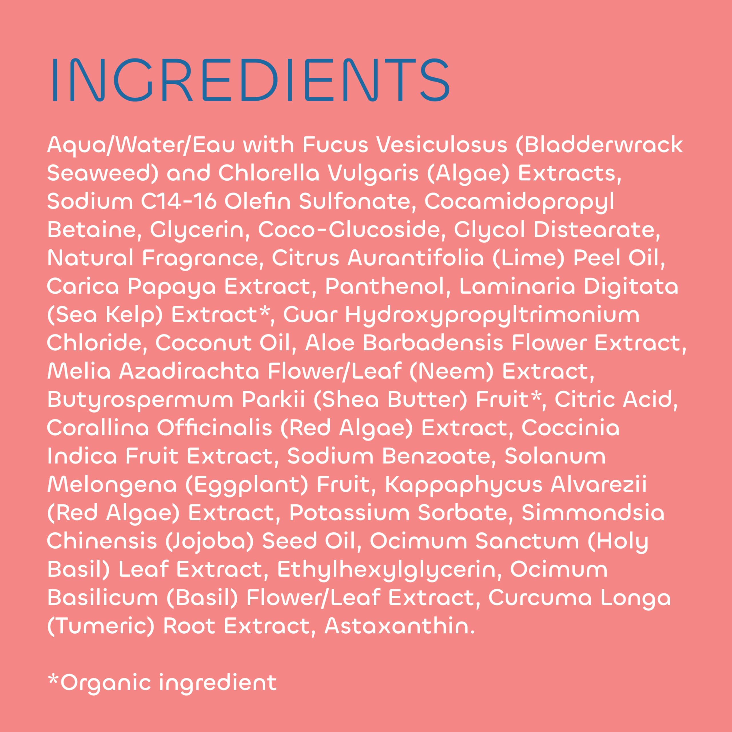 The Seaweed Bath Co. Lime Papaya ingredients focus on sea kelp and natural oils.
