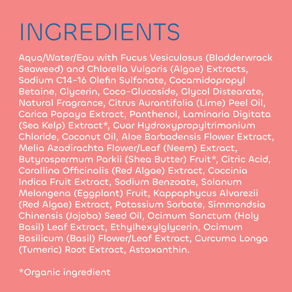 The Seaweed Bath Co. Lime Papaya ingredients focus on sea kelp and natural oils.