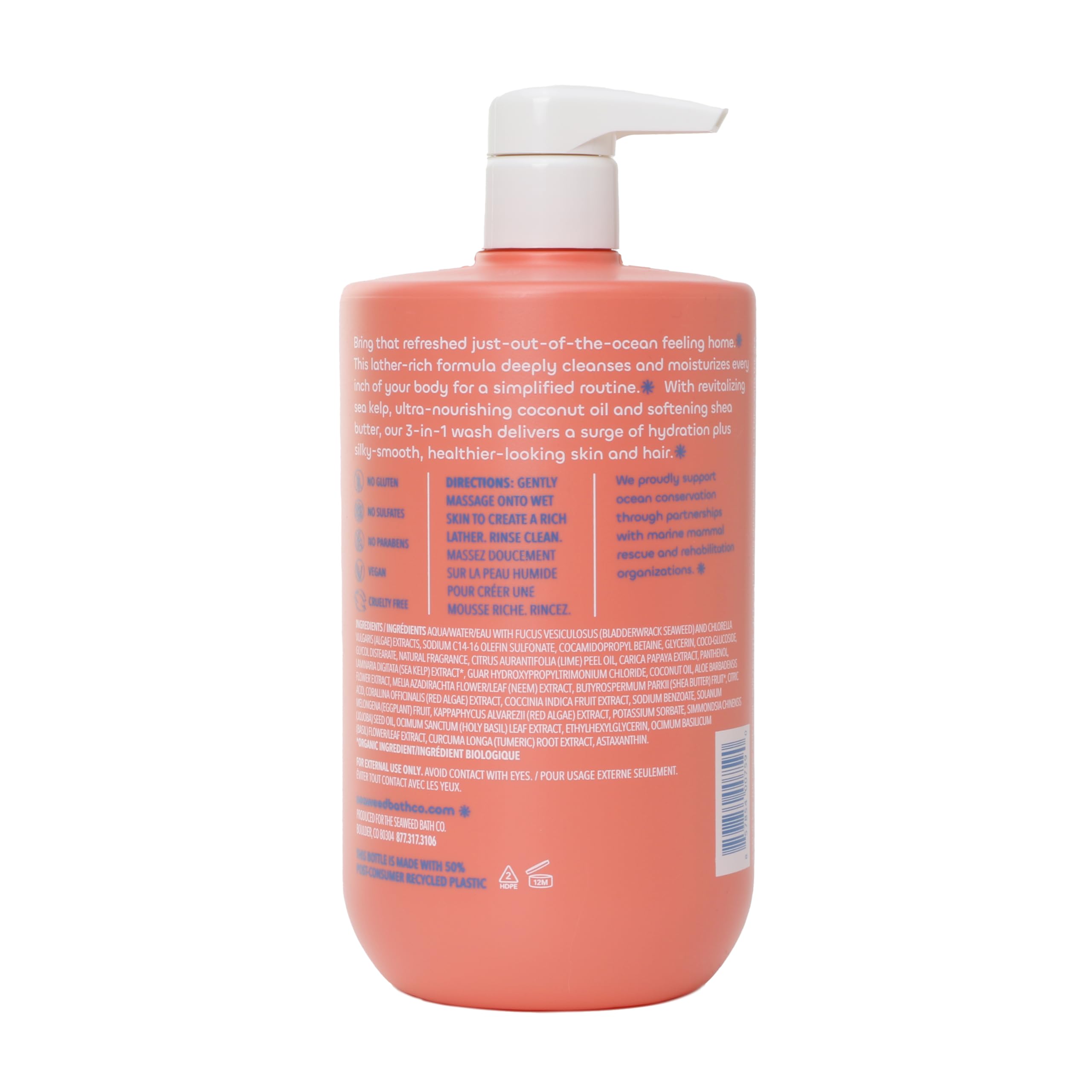 The Seaweed Bath Co. Lime Papaya PCR bottle promotes sustainable use.