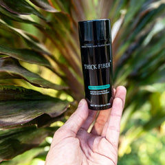Applying Thick Fiber fibers to dry hair creates fuller-looking roots.