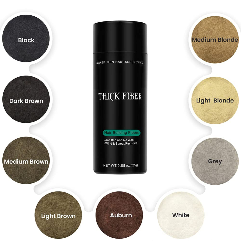 THICK FIBER color options help blend with natural hair shade.