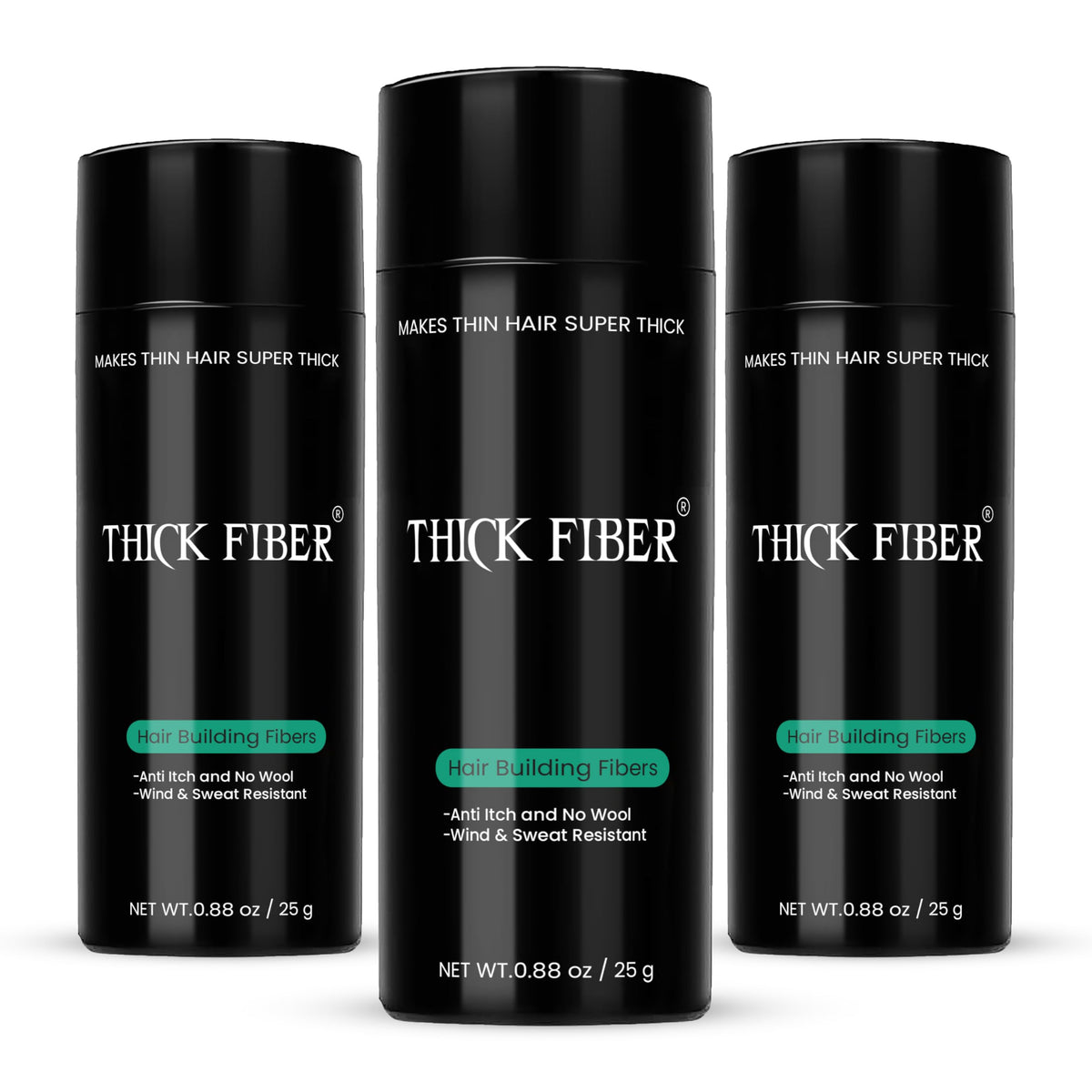 Thick Fiber hair fibers 3-pack bottle for quick, natural-looking thinning hair coverage