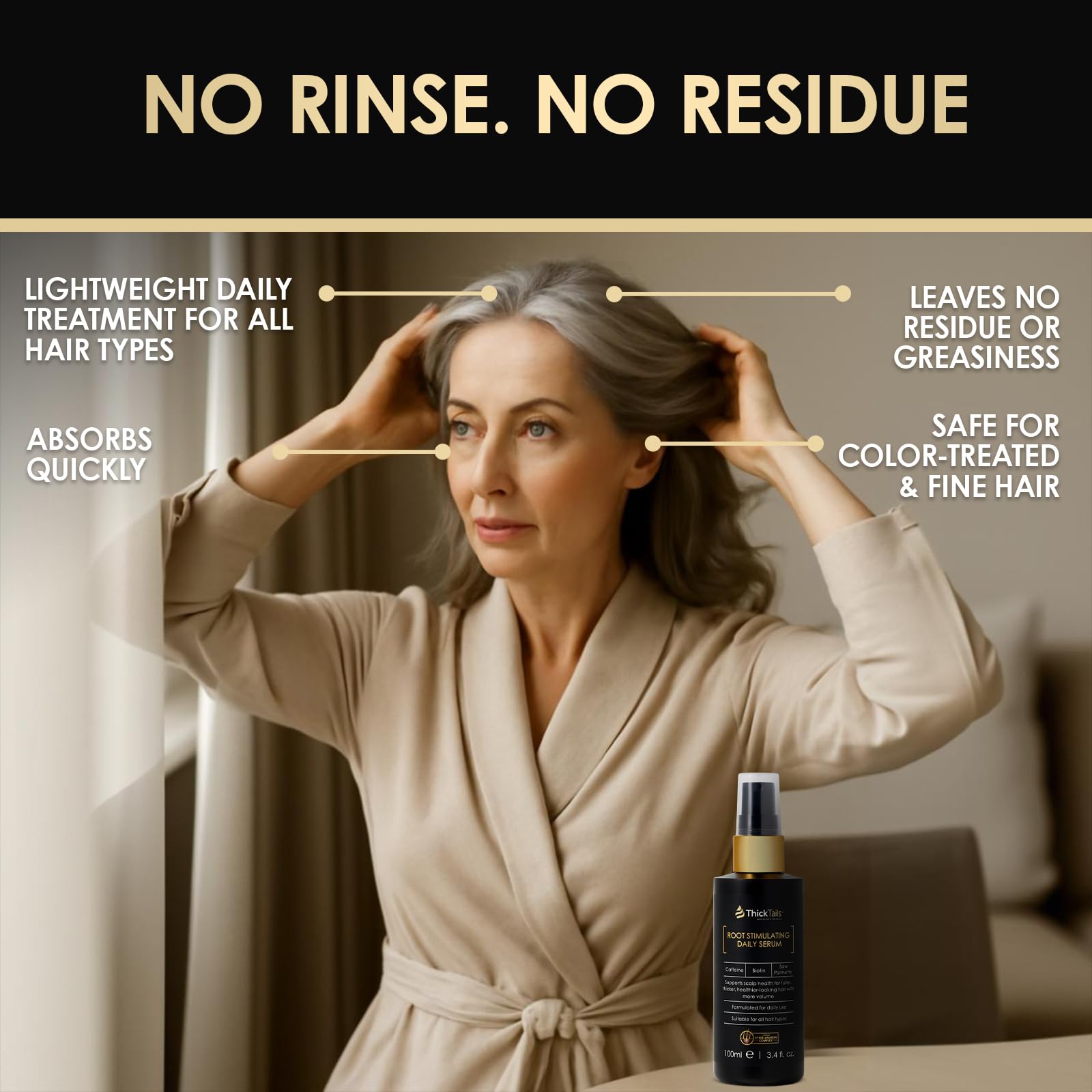 ThickTails application on a clean scalp for a refreshed feel.