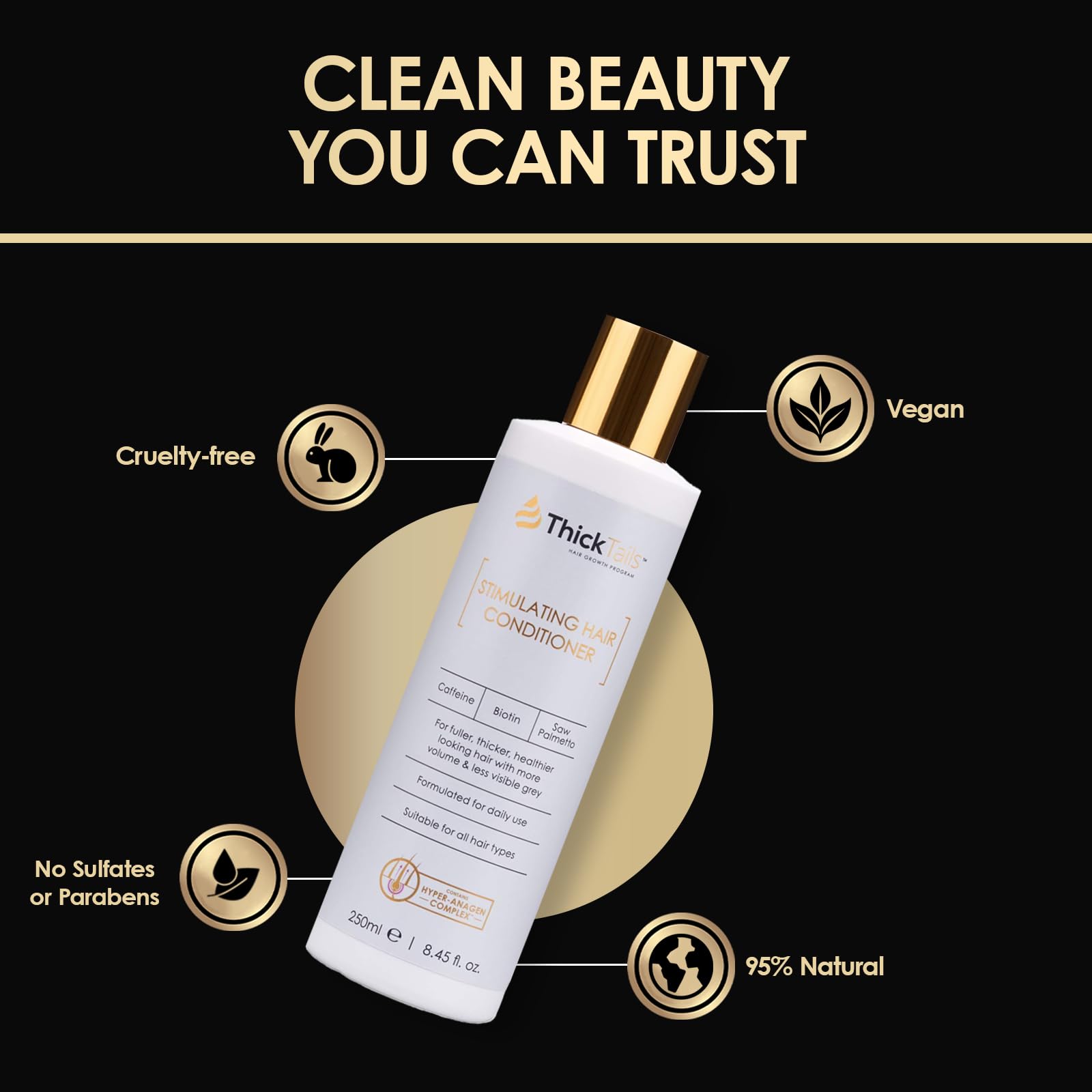 ThickTails bottle pour demonstrates even distribution through wet hair.