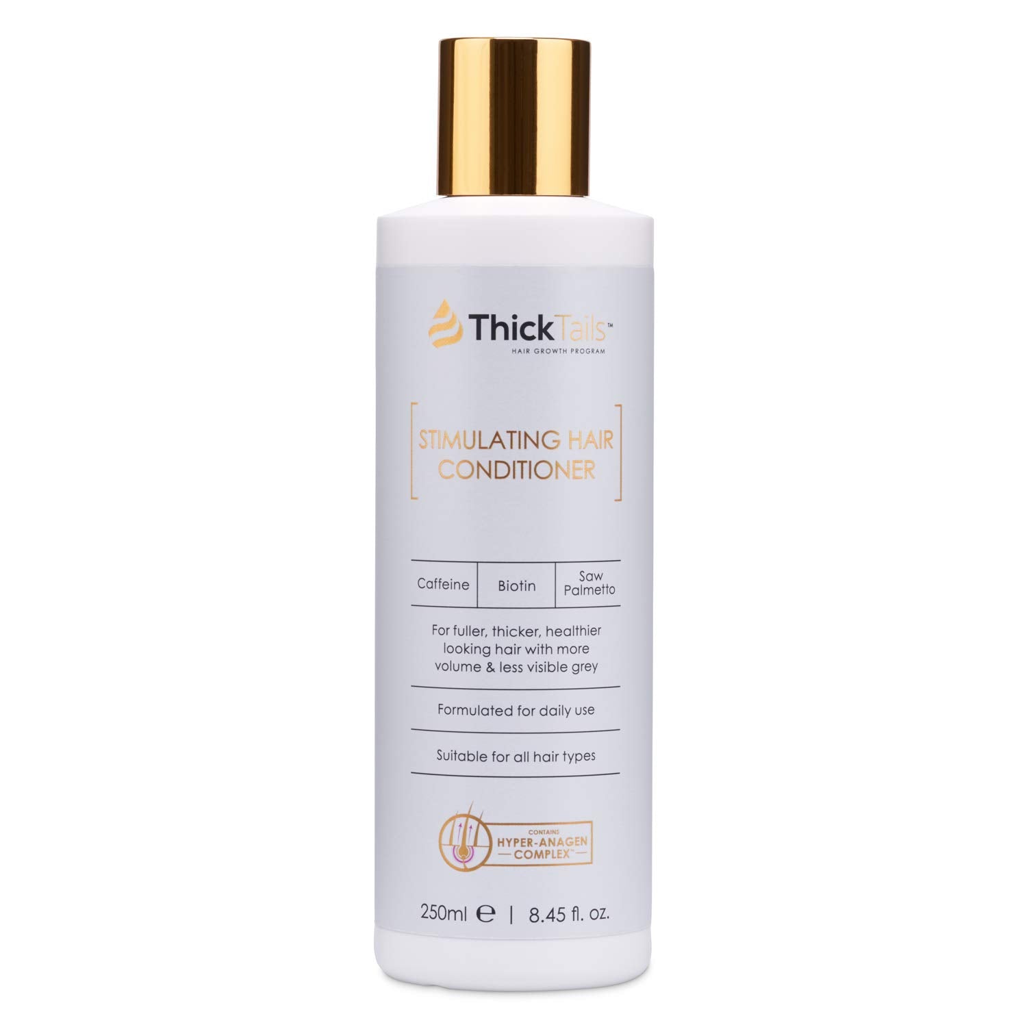 ThickTails conditioner bottle featuring sulfate-free formula for fuller hair.