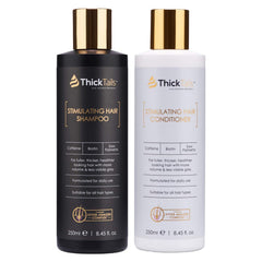 ThickTails hair growth shampoo bottle showing sulfate-free formula for fuller-looking hair.
