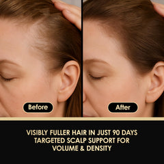 ThickTails serum on part line shows targeted root application for fine or thinning hair.