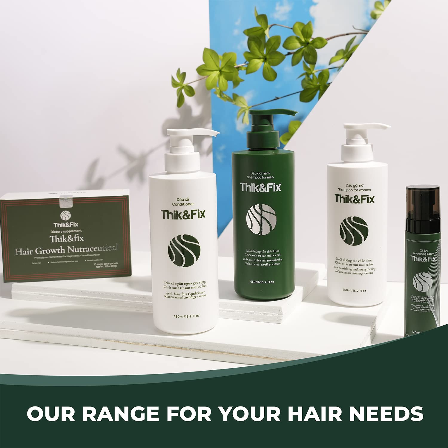 Healthy hair lifestyle scene with Thik&Fix for confidence and shine.