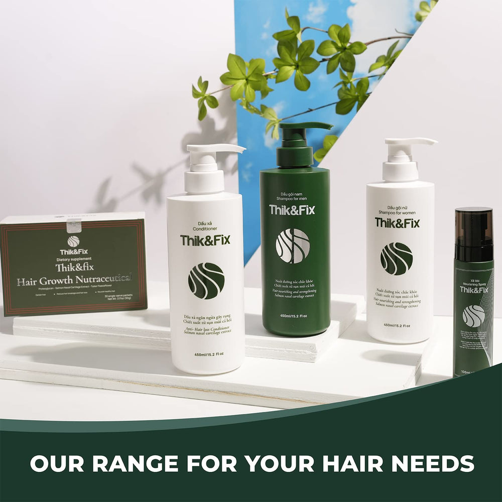 Healthy hair lifestyle scene with Thik&Fix for confidence and shine.