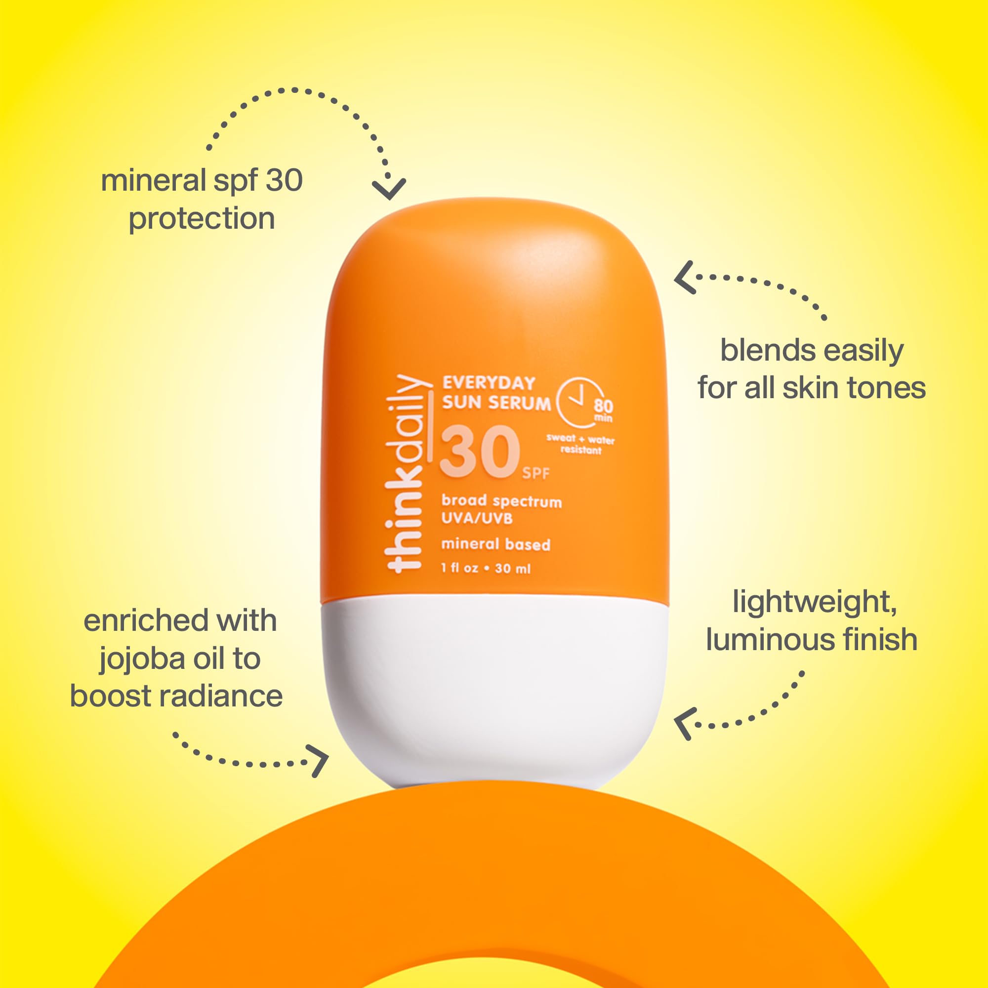 Thinkdaily SPF 30 blends into skin for a seamless, sheer finish.